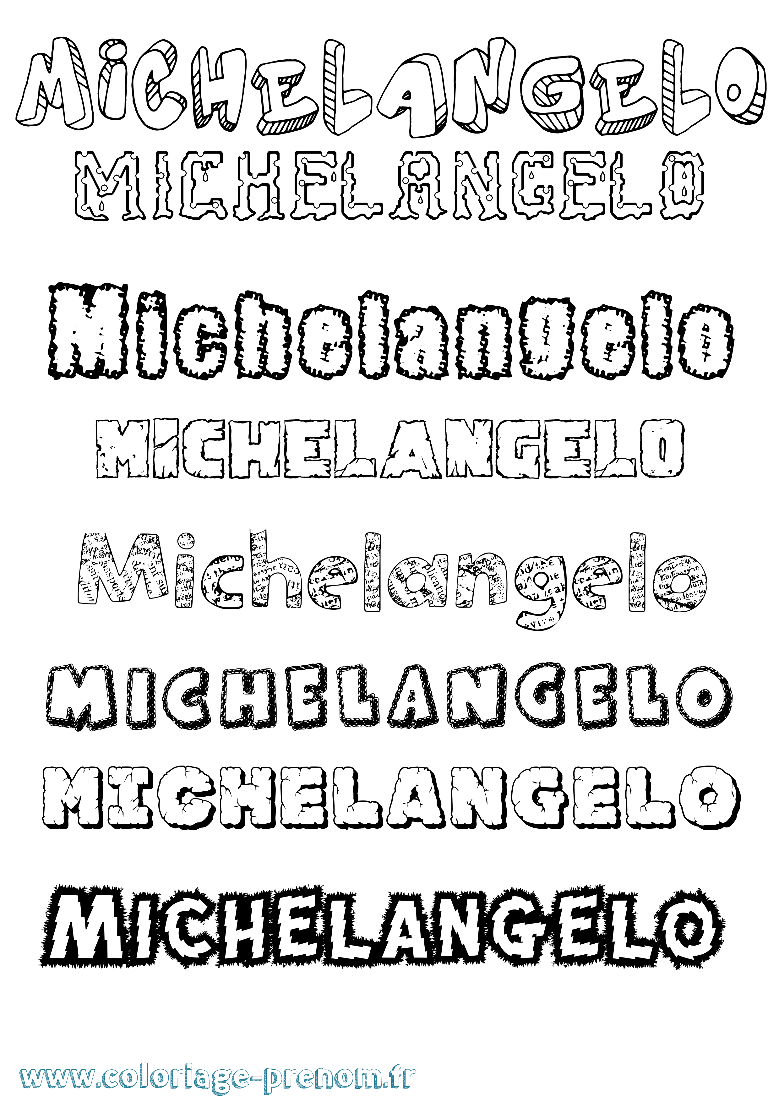 Coloriage Michelangelo Destructuré Coloriage prénom Michelangelo Destructuré