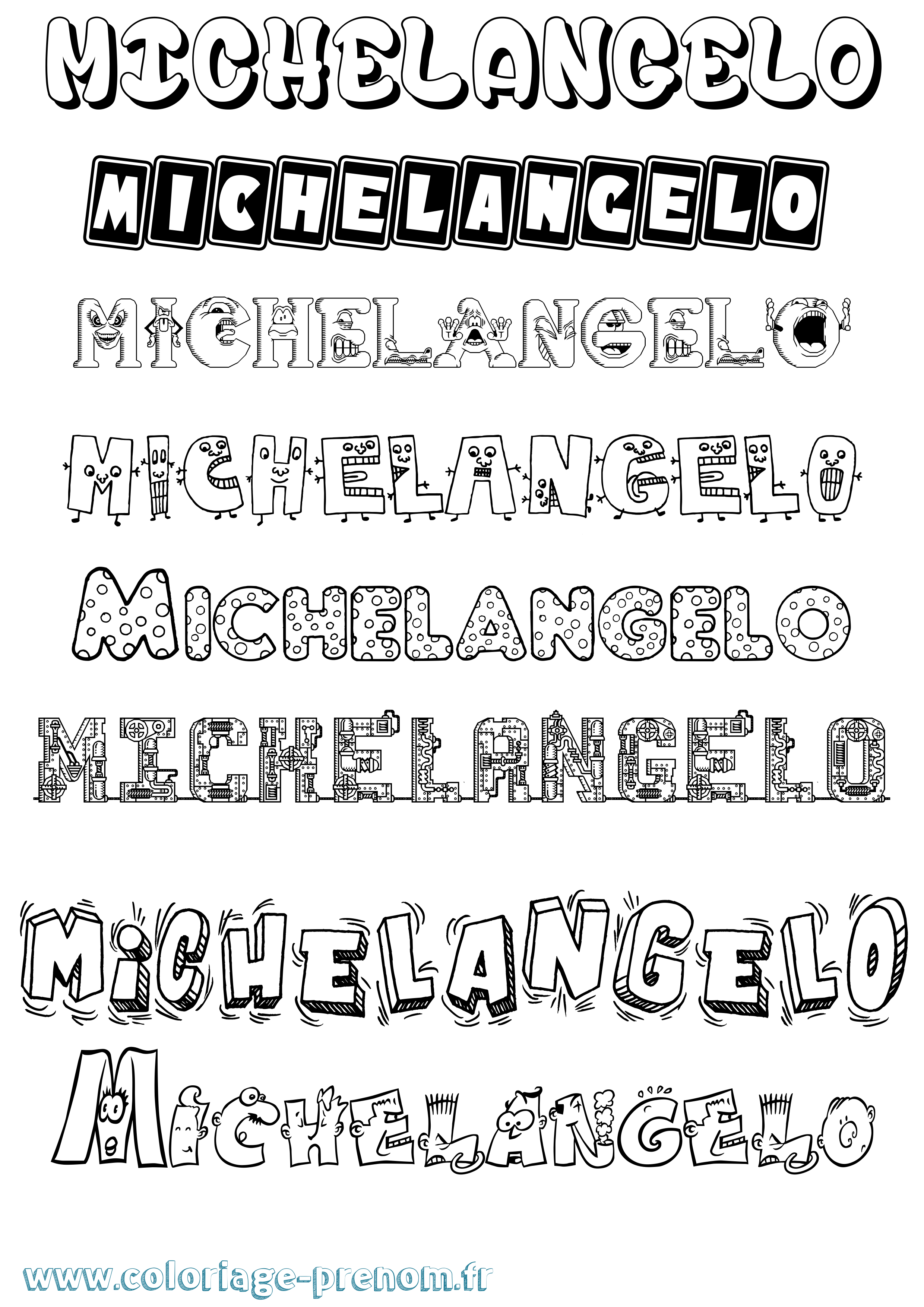 Coloriage Michelangelo Fun Coloriage prénom Michelangelo Fun