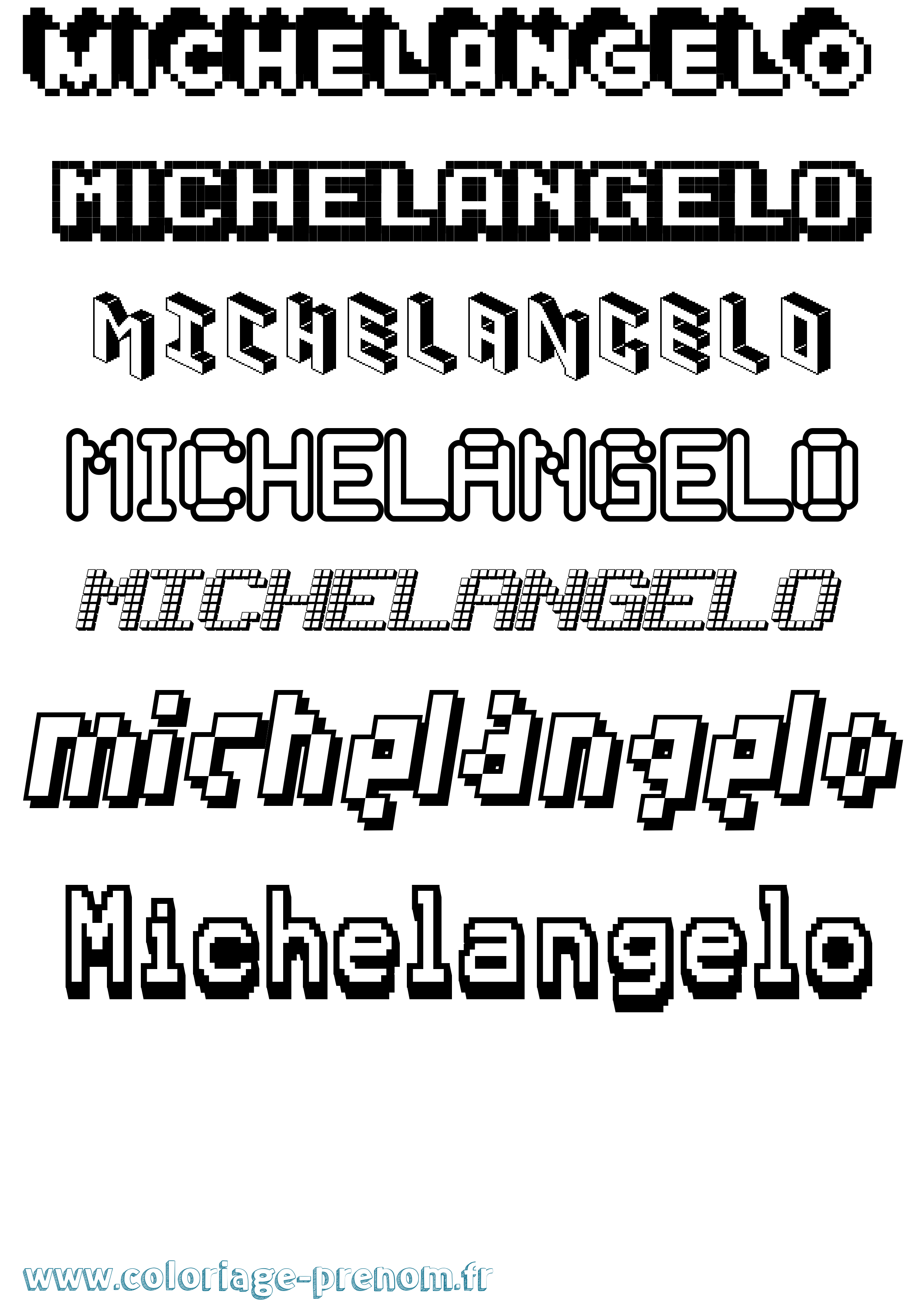 Coloriage Michelangelo Pixel Coloriage prénom Michelangelo Pixel