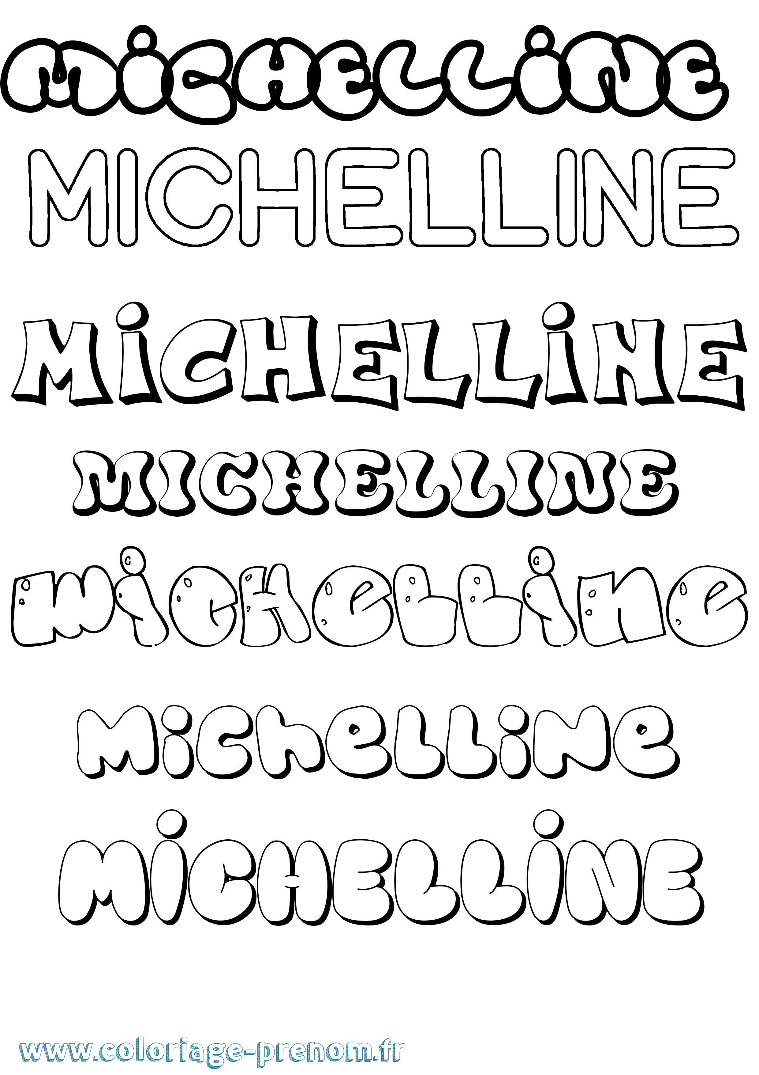 Coloriage Michelline Bubble Coloriage prénom Michelline Bubble