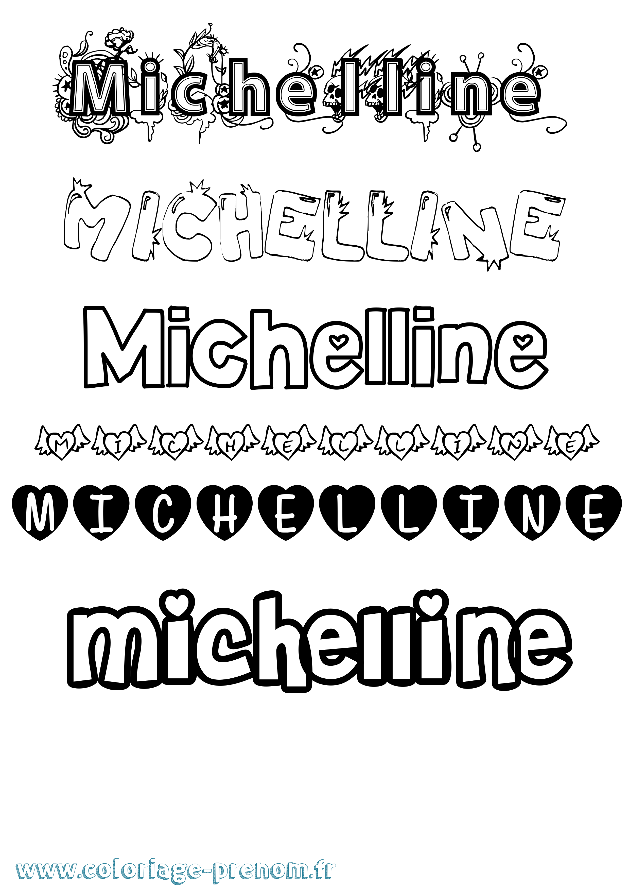 Coloriage Michelline Girly Coloriage prénom Michelline Girly
