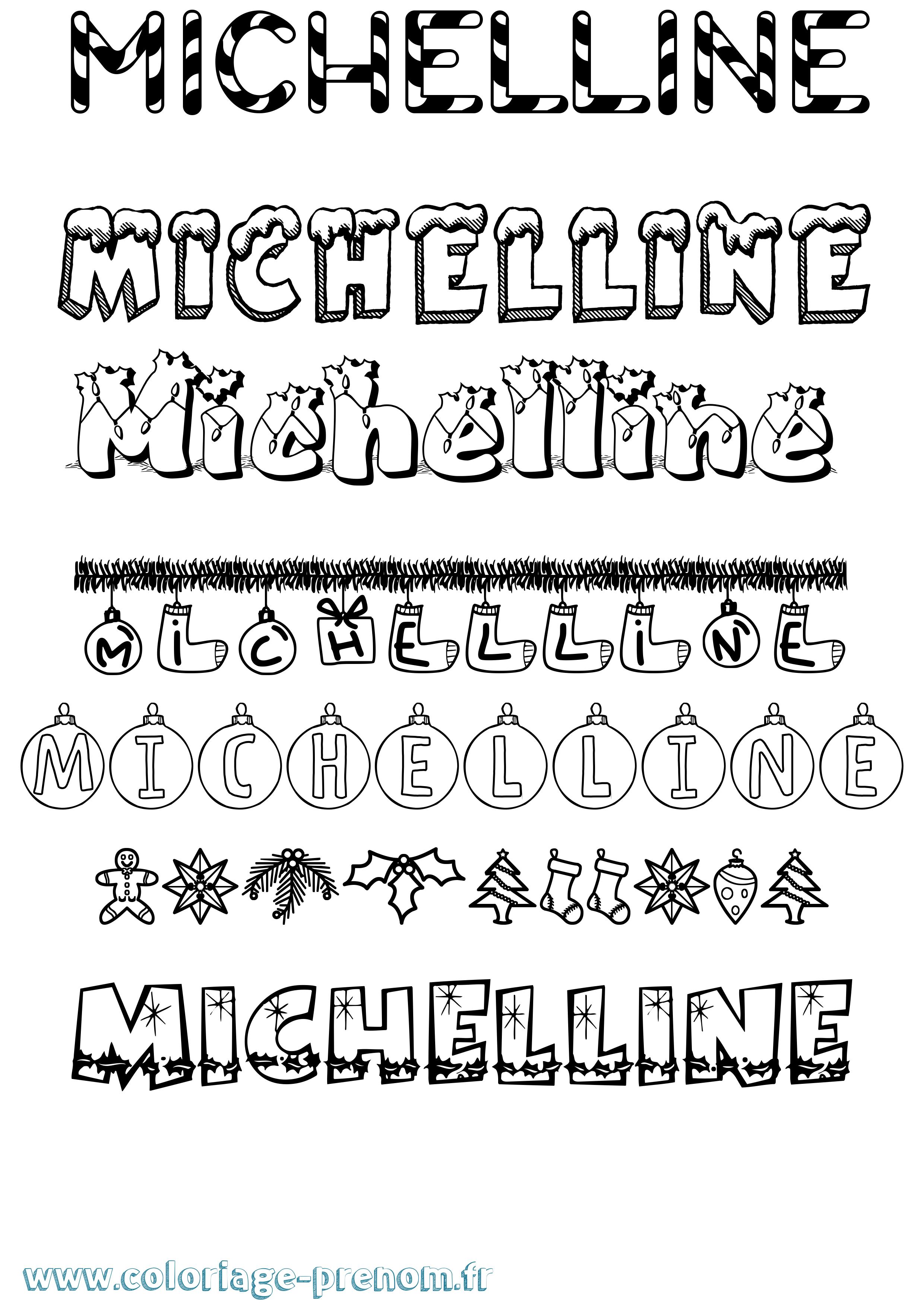 Coloriage Michelline Noël Coloriage prénom Michelline Noël