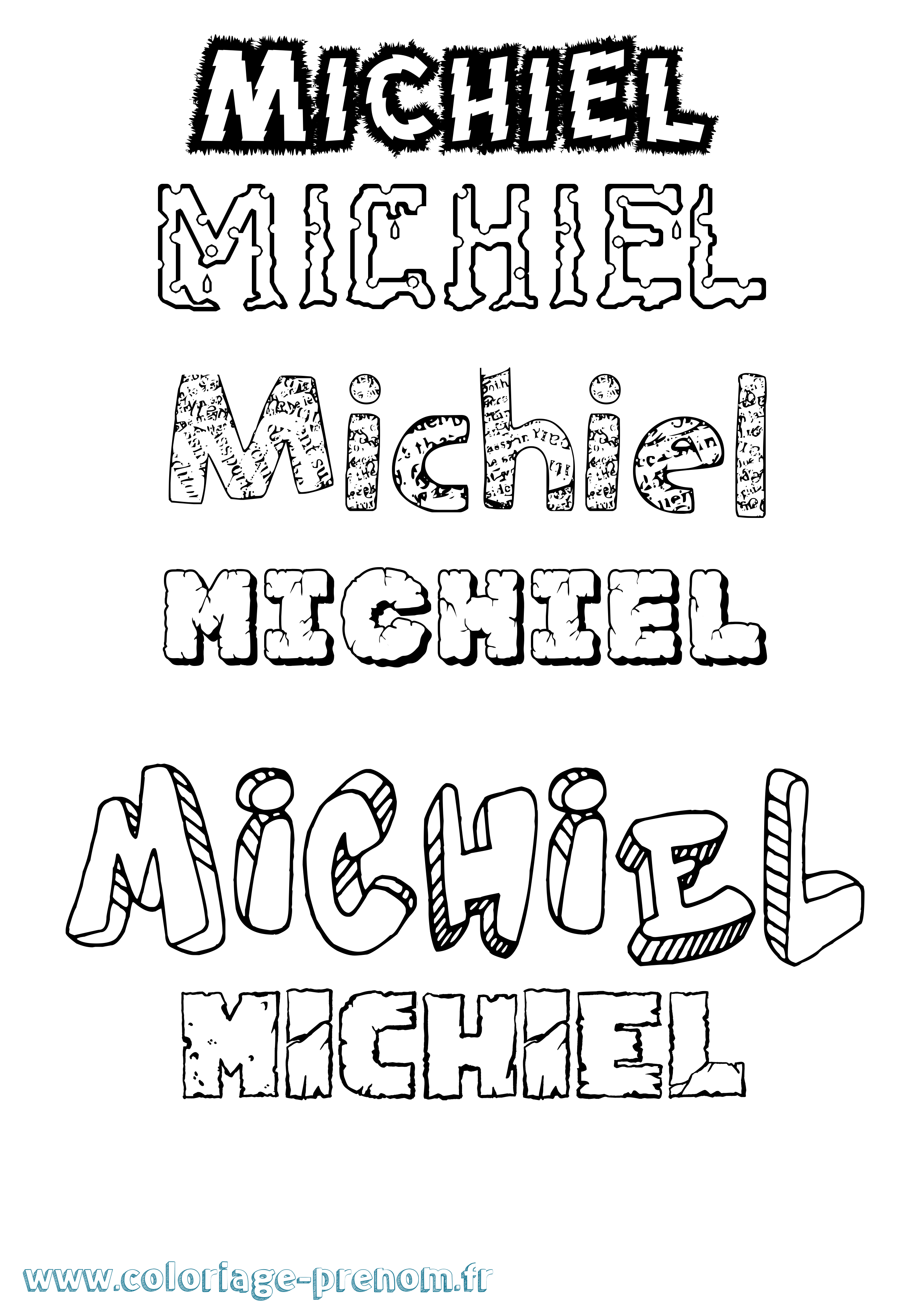 Coloriage Michiel Destructuré Coloriage prénom Michiel Destructuré