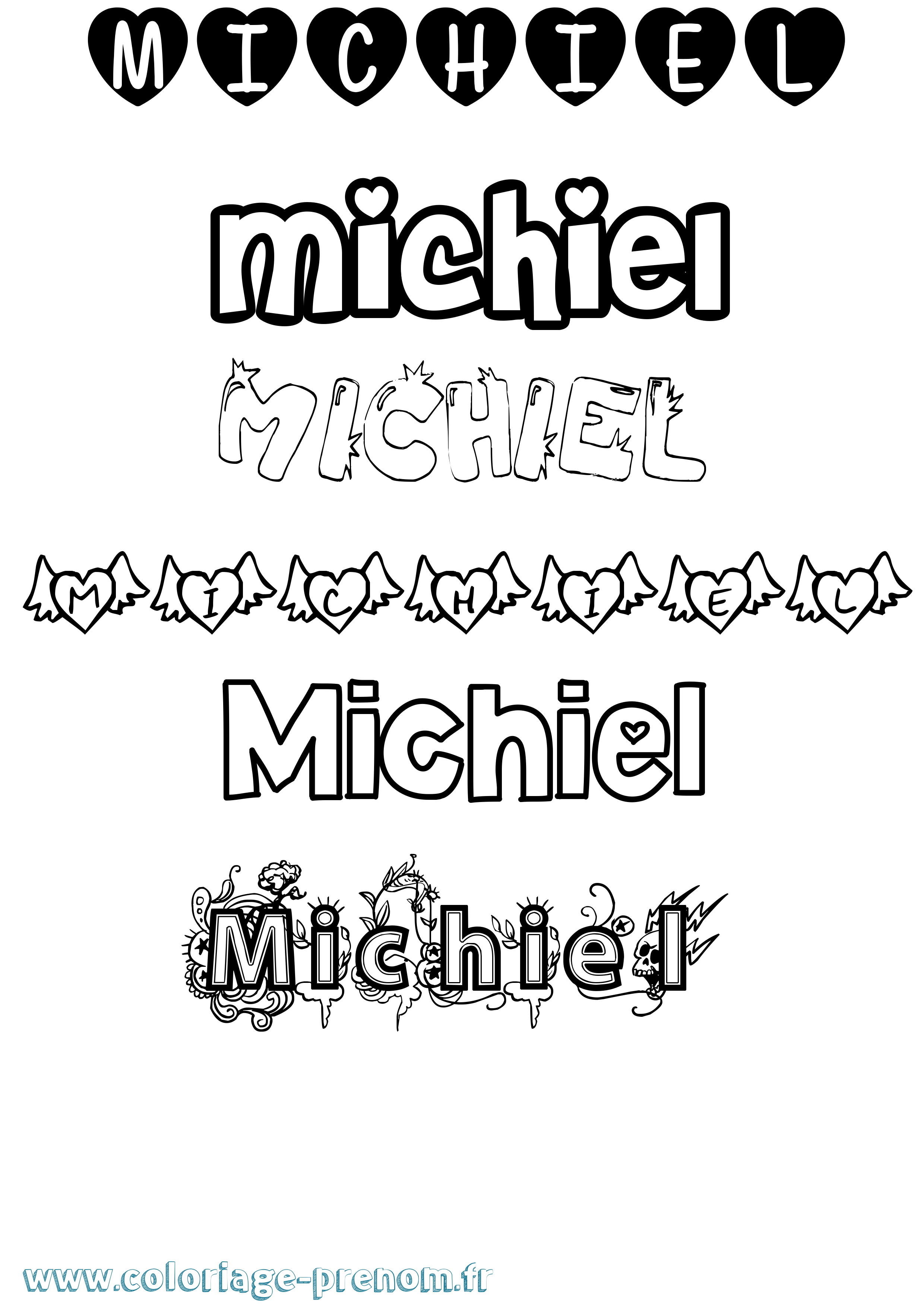 Coloriage Michiel Girly Coloriage prénom Michiel Girly