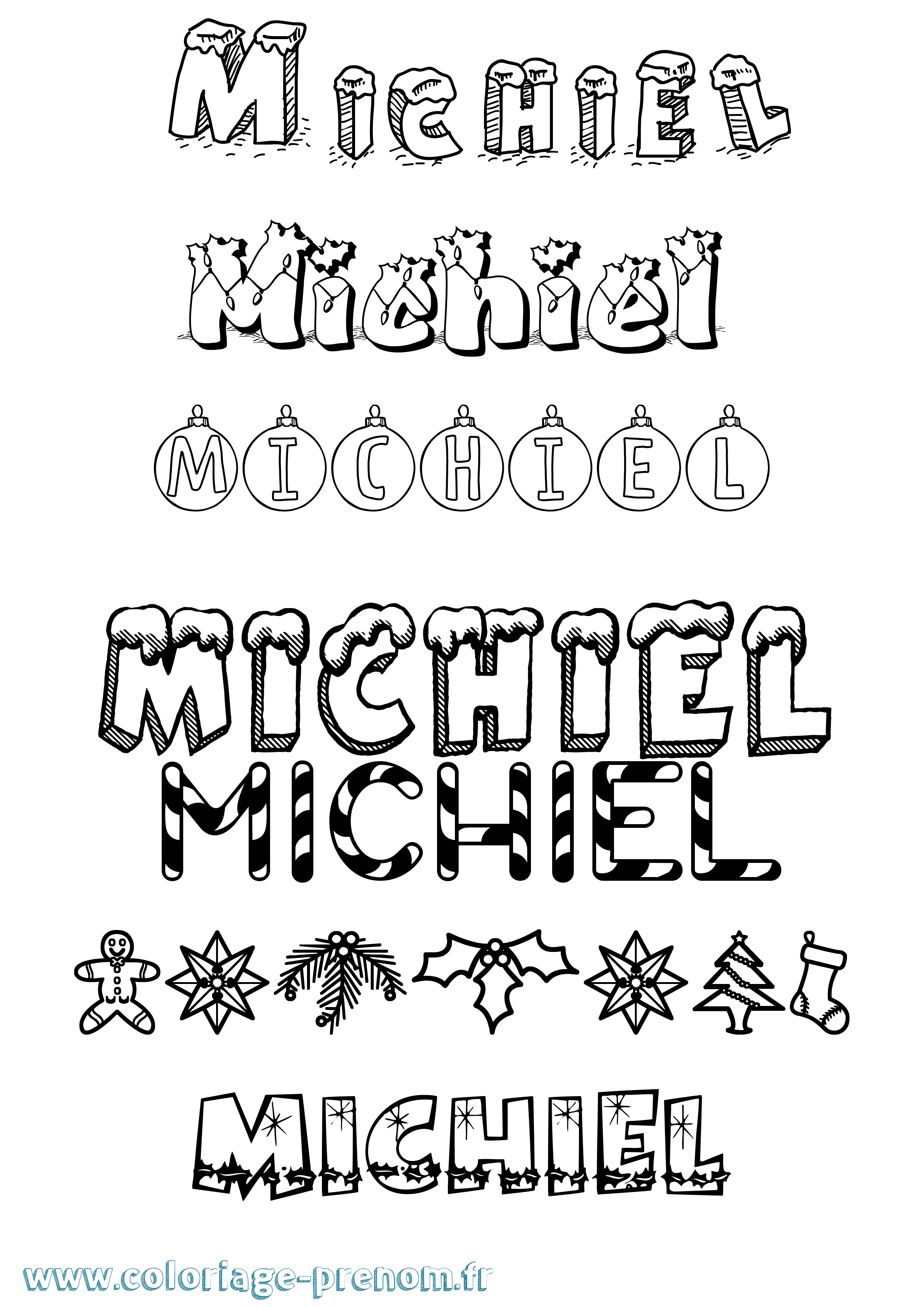 Coloriage Michiel Noël Coloriage prénom Michiel Noël