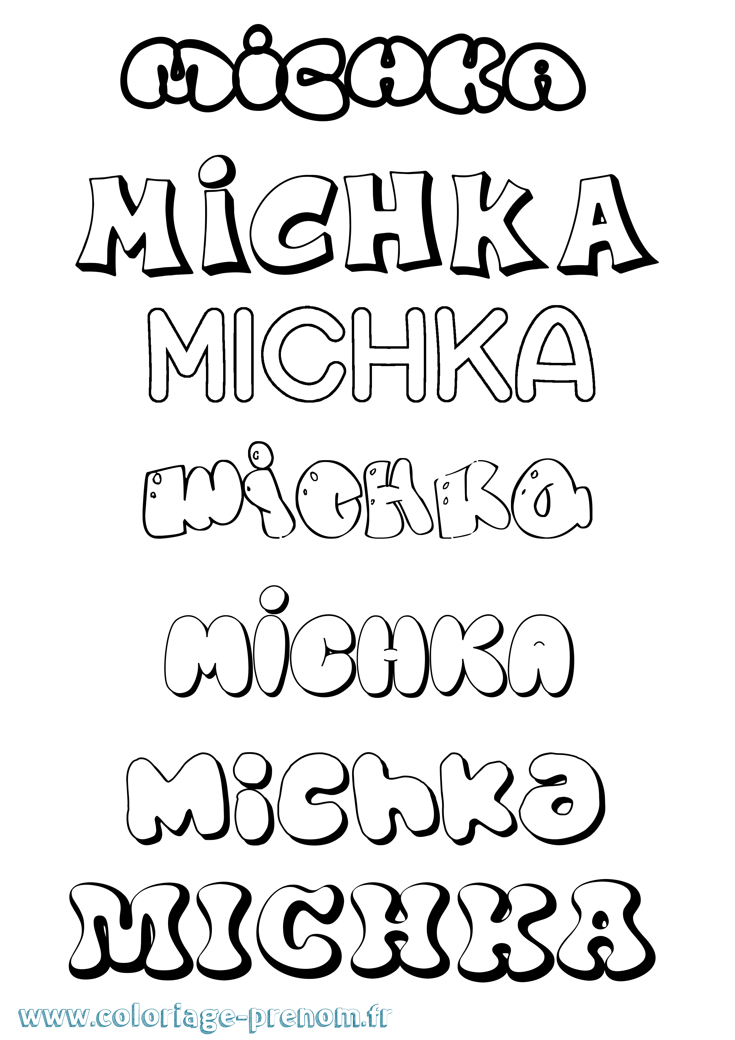 Coloriage Michka Bubble Coloriage prénom Michka Bubble