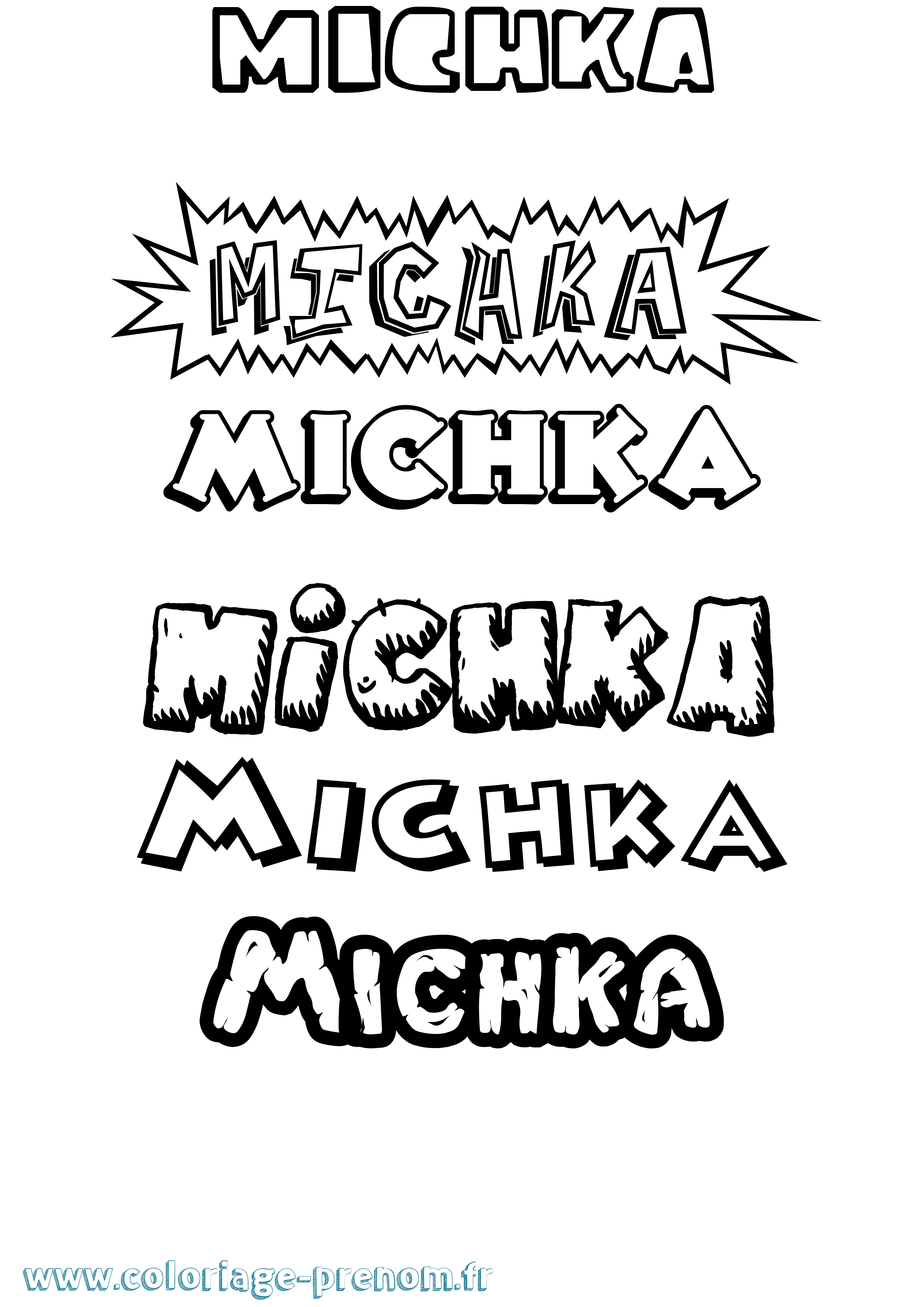 Coloriage Michka Dessin Animé Coloriage prénom Michka Dessin Animé