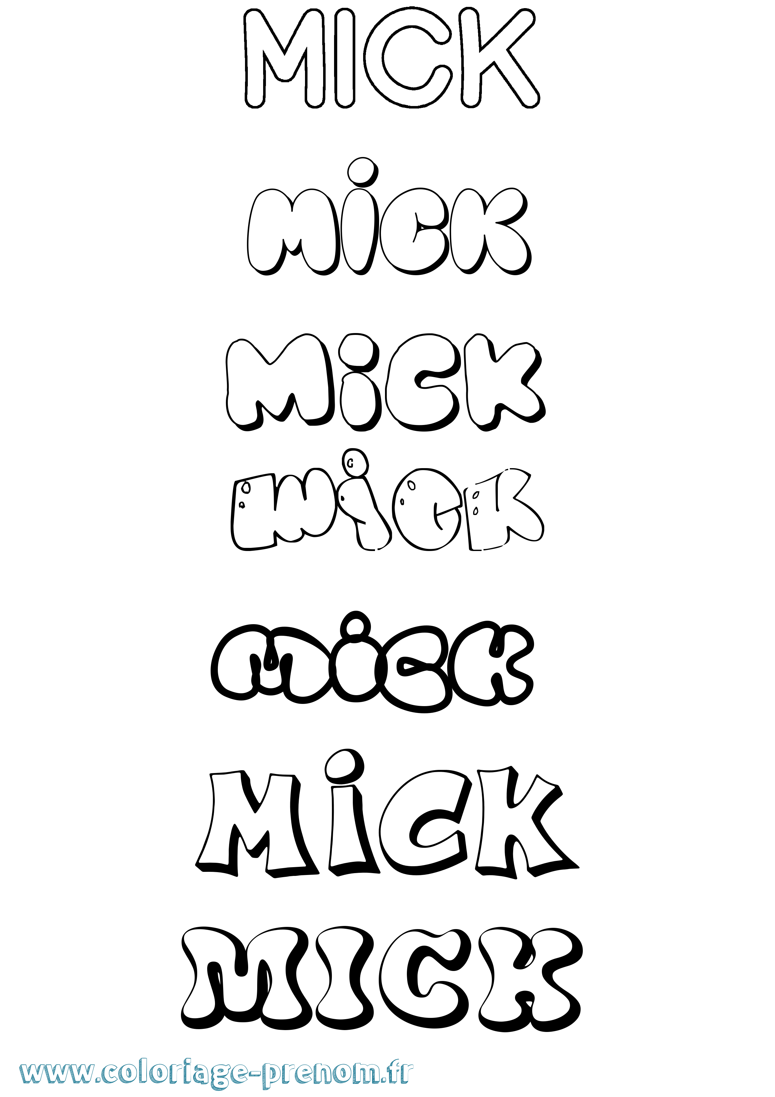 Coloriage Mick Bubble Coloriage prénom Mick Bubble