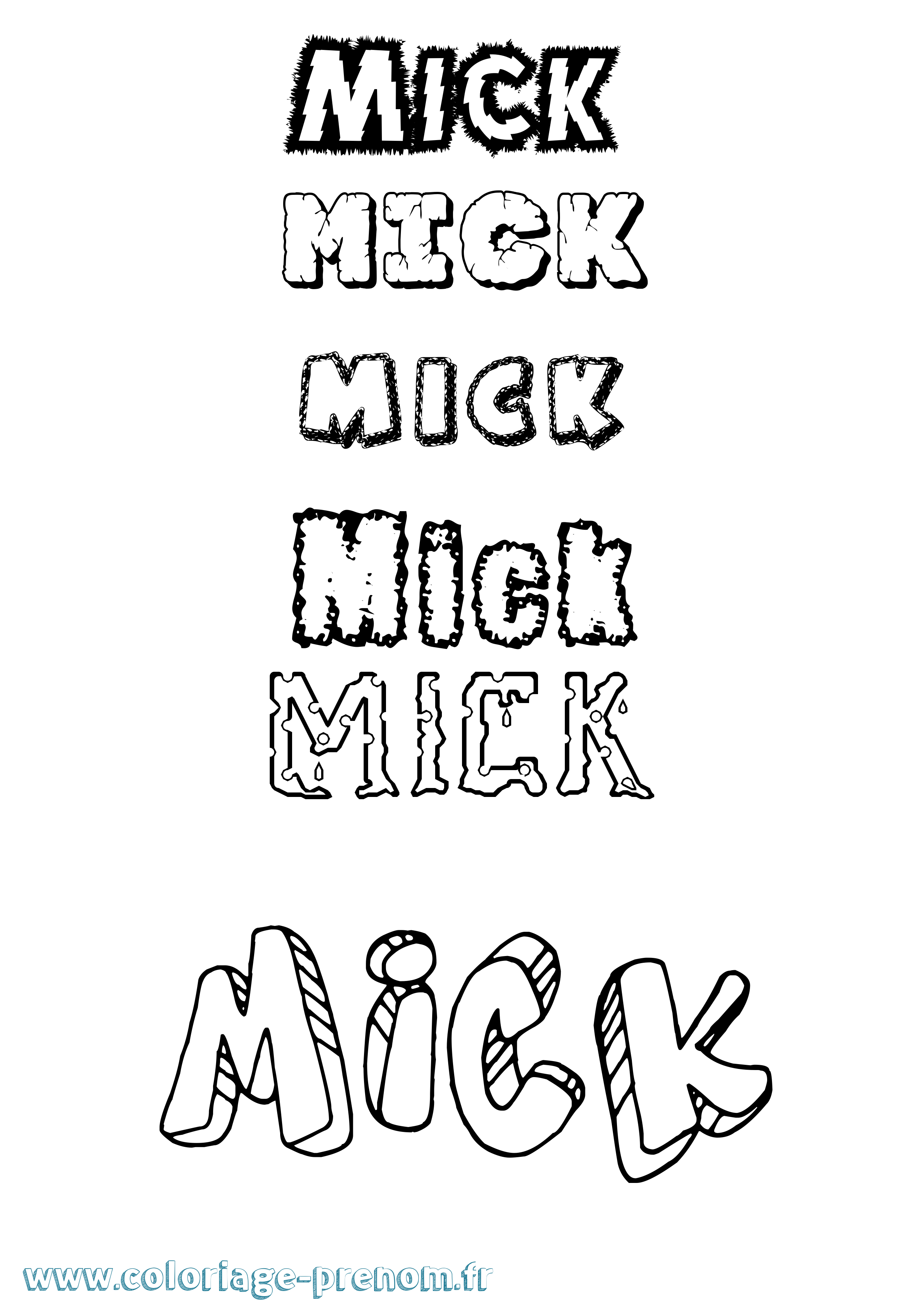 Coloriage Mick Destructuré Coloriage prénom Mick Destructuré