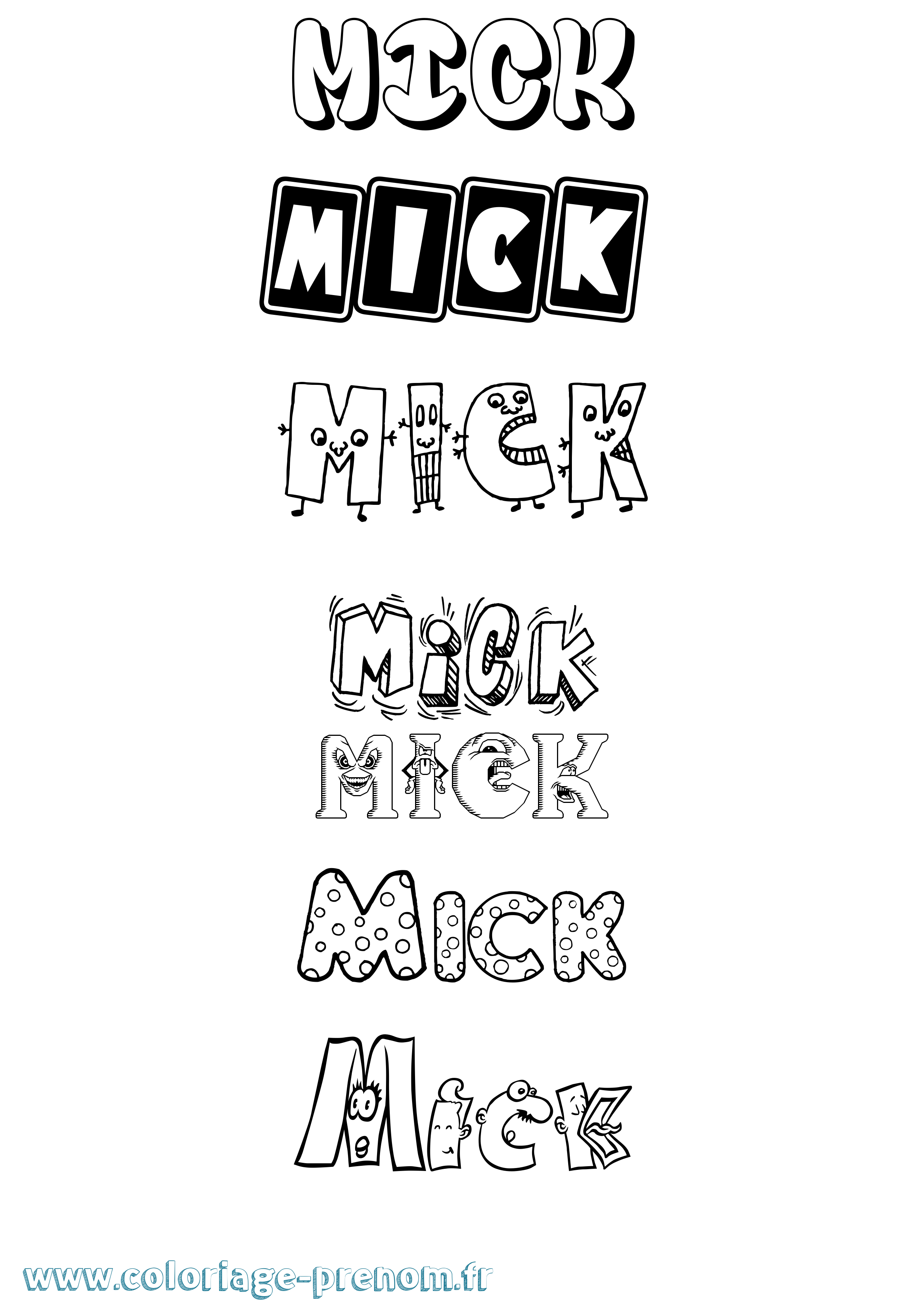 Coloriage Mick Fun Coloriage prénom Mick Fun