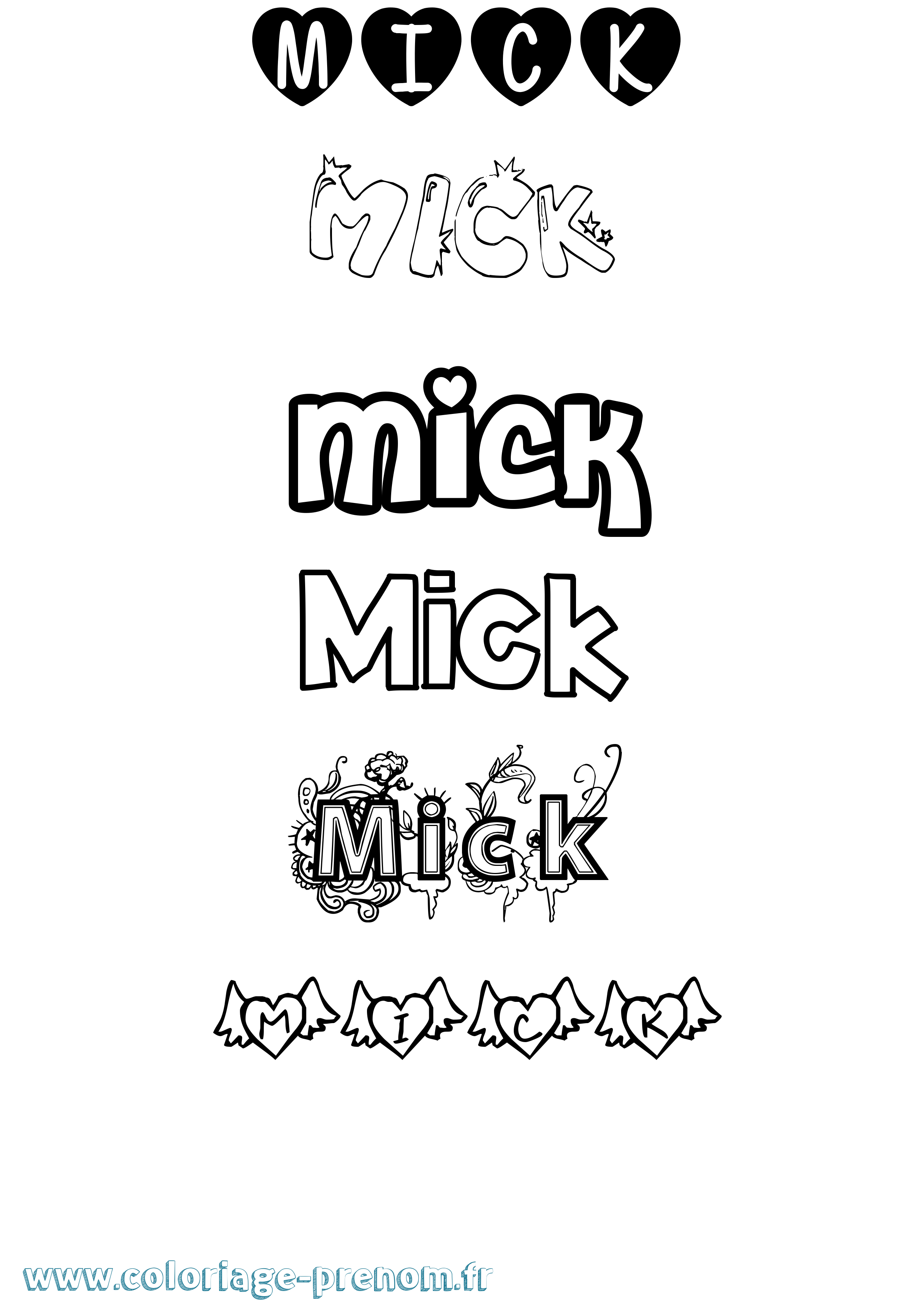 Coloriage Mick Girly Coloriage prénom Mick Girly