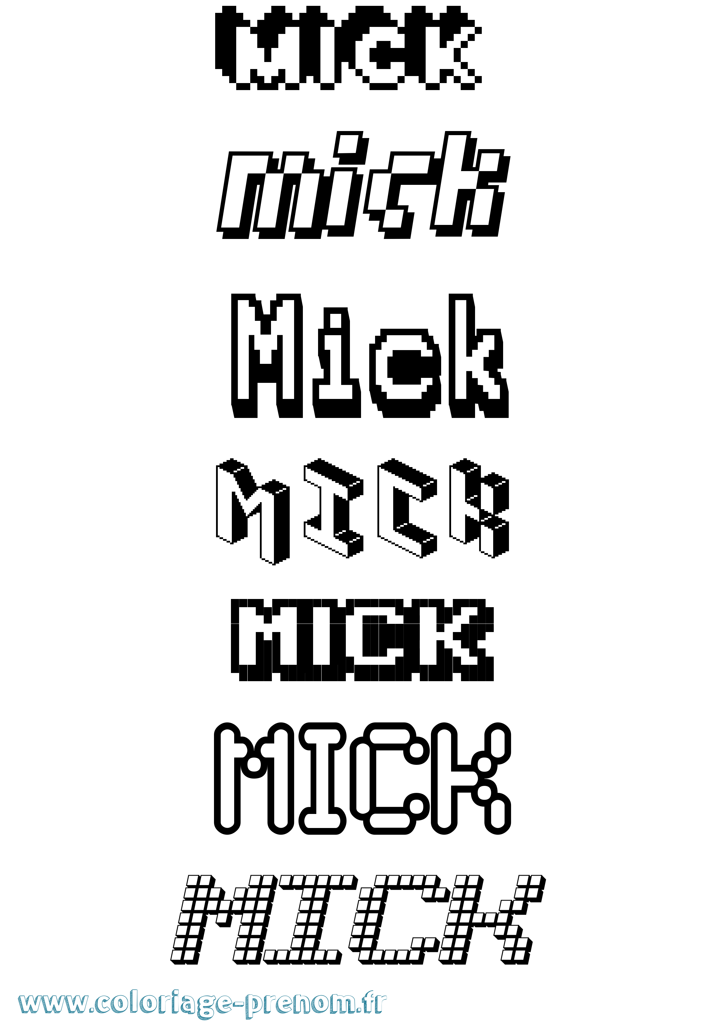Coloriage Mick Pixel Coloriage prénom Mick Pixel