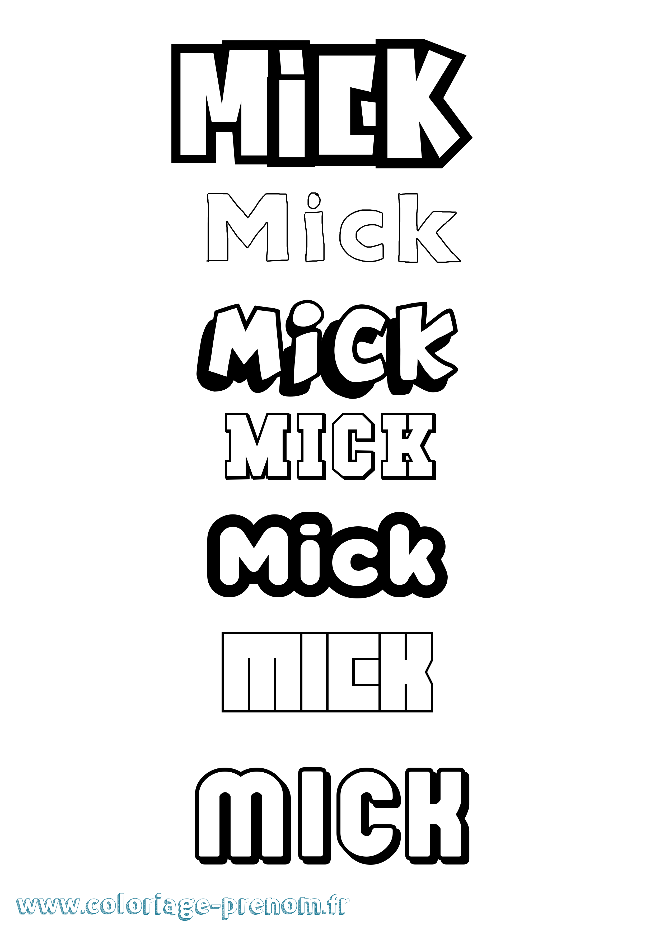 Coloriage Mick Simple Coloriage prénom Mick Simple