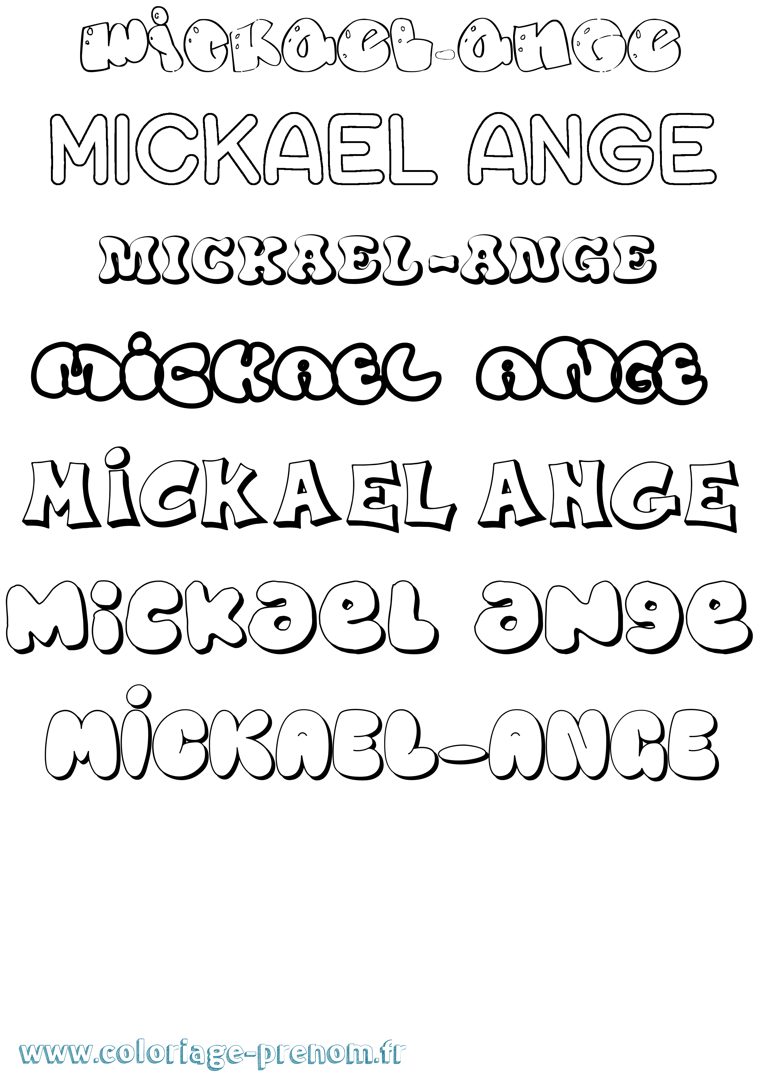 Coloriage Mickael-Ange Bubble Coloriage prénom Mickael-Ange Bubble