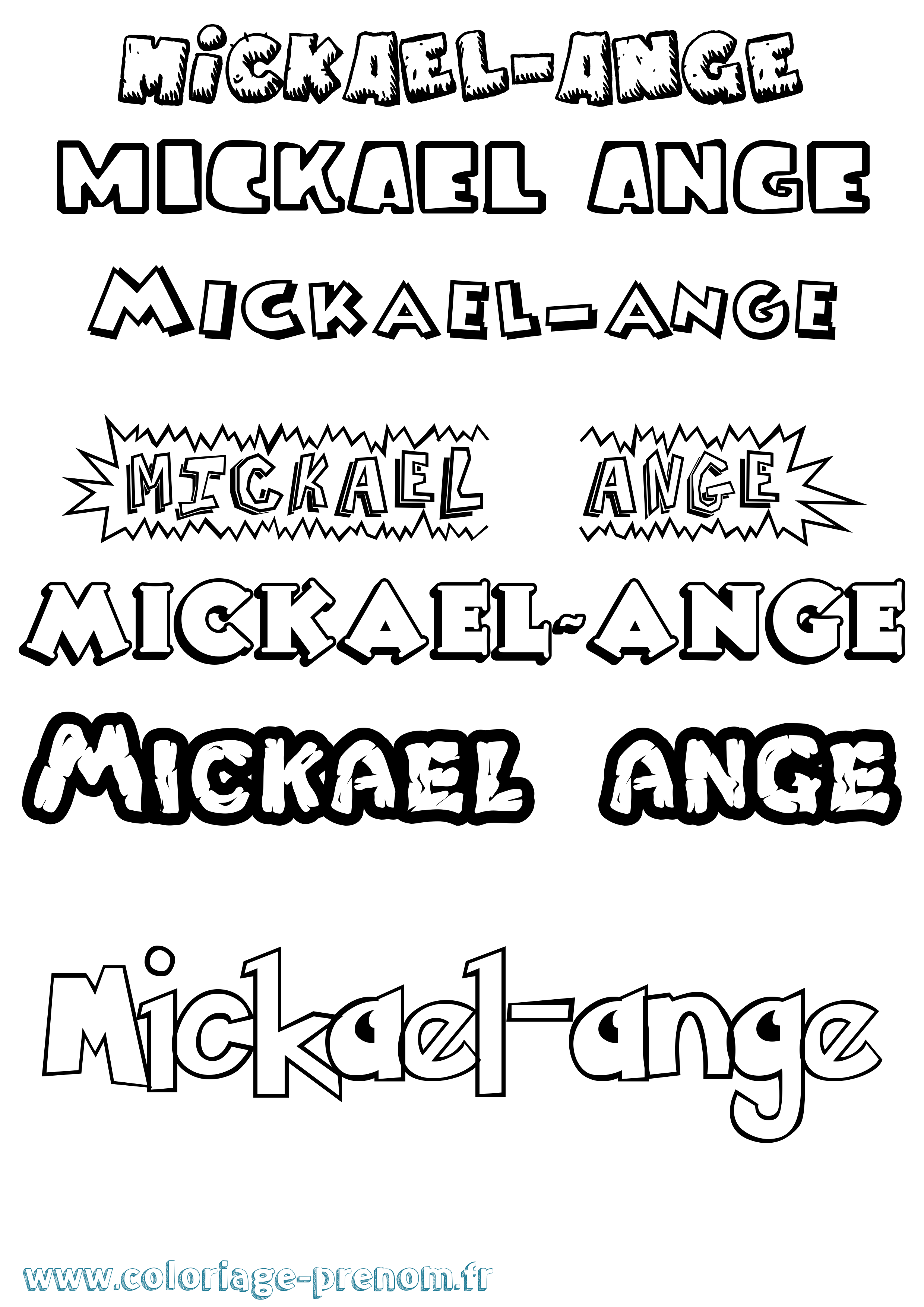 Coloriage Mickael-Ange Dessin Animé Coloriage prénom Mickael-Ange Dessin Animé