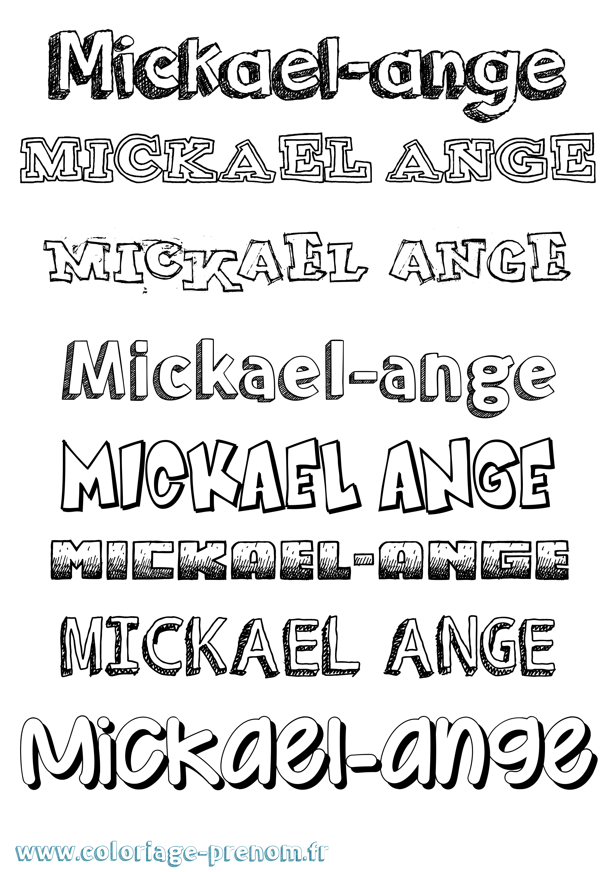 Coloriage Mickael-Ange Dessiné Coloriage prénom Mickael-Ange Dessiné