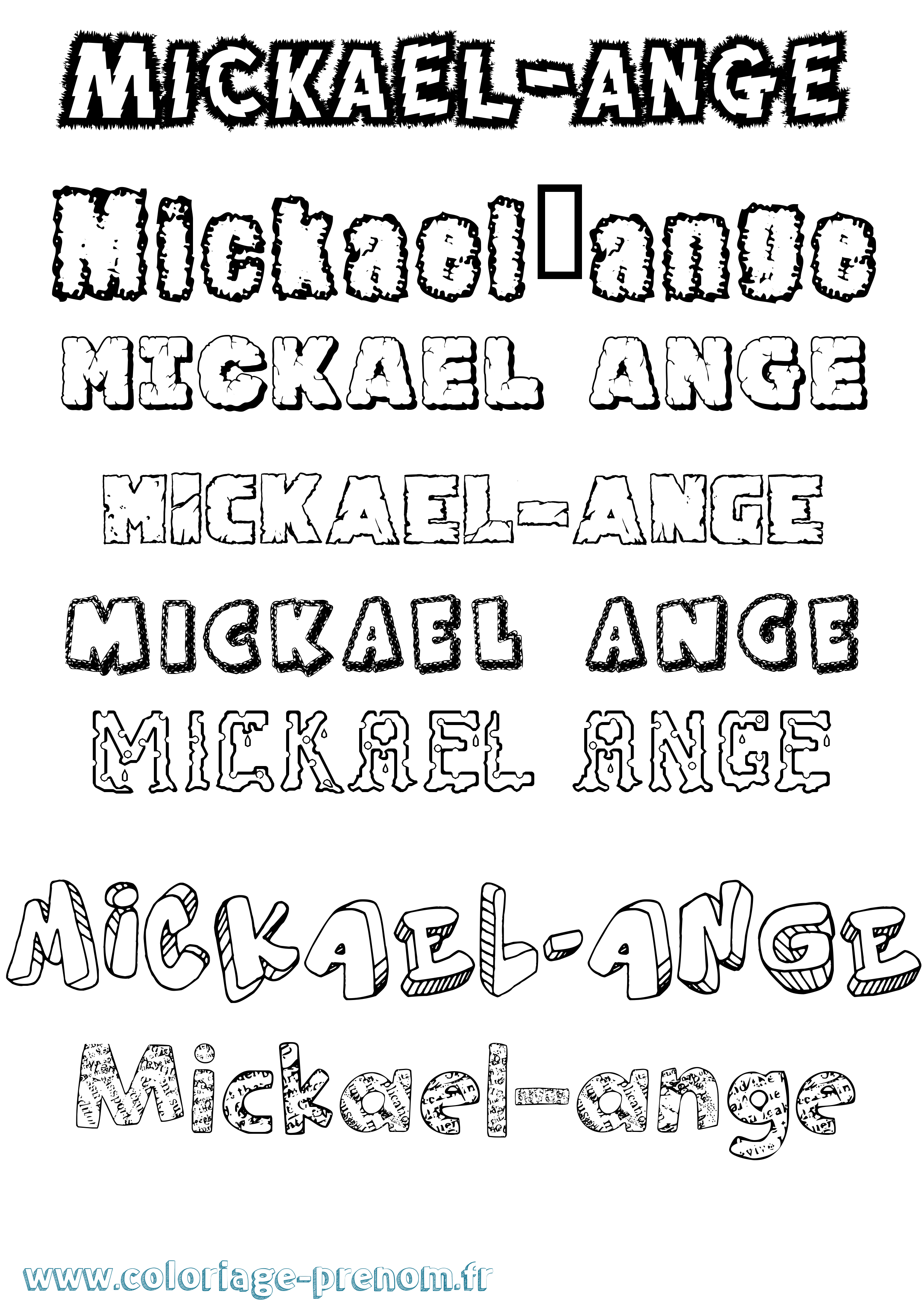 Coloriage Mickael-Ange Destructuré Coloriage prénom Mickael-Ange Destructuré