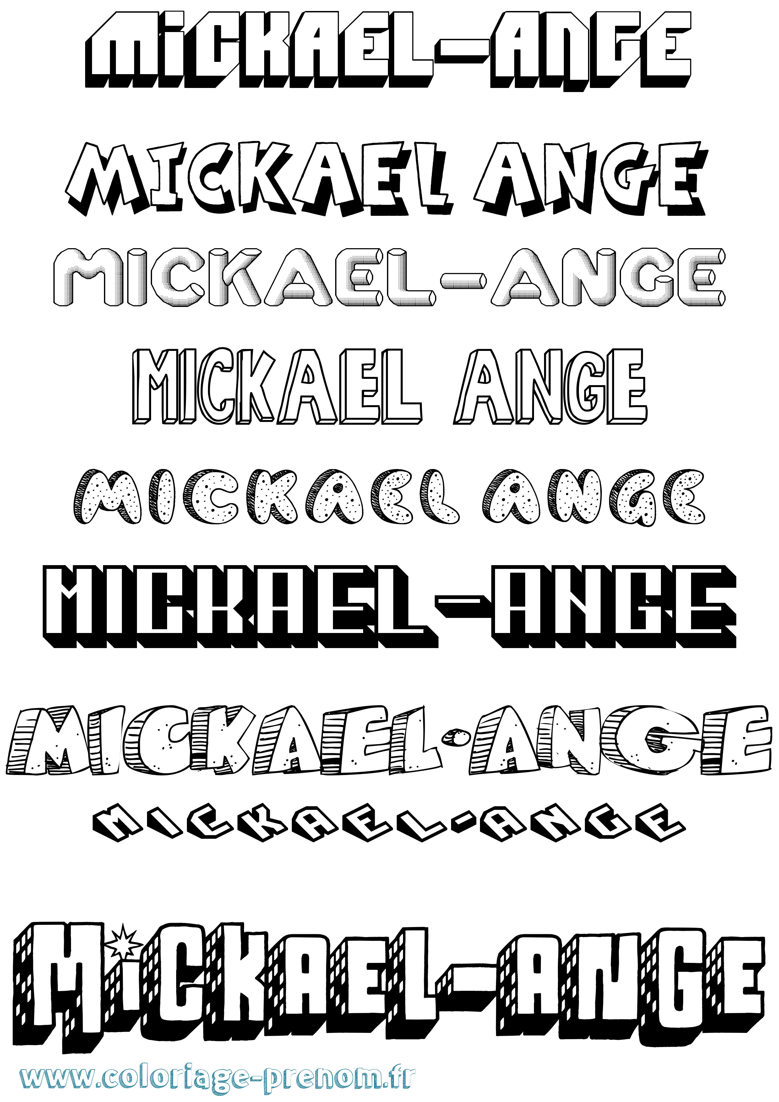 Coloriage Mickael-Ange Effet 3D Coloriage prénom Mickael-Ange Effet 3D