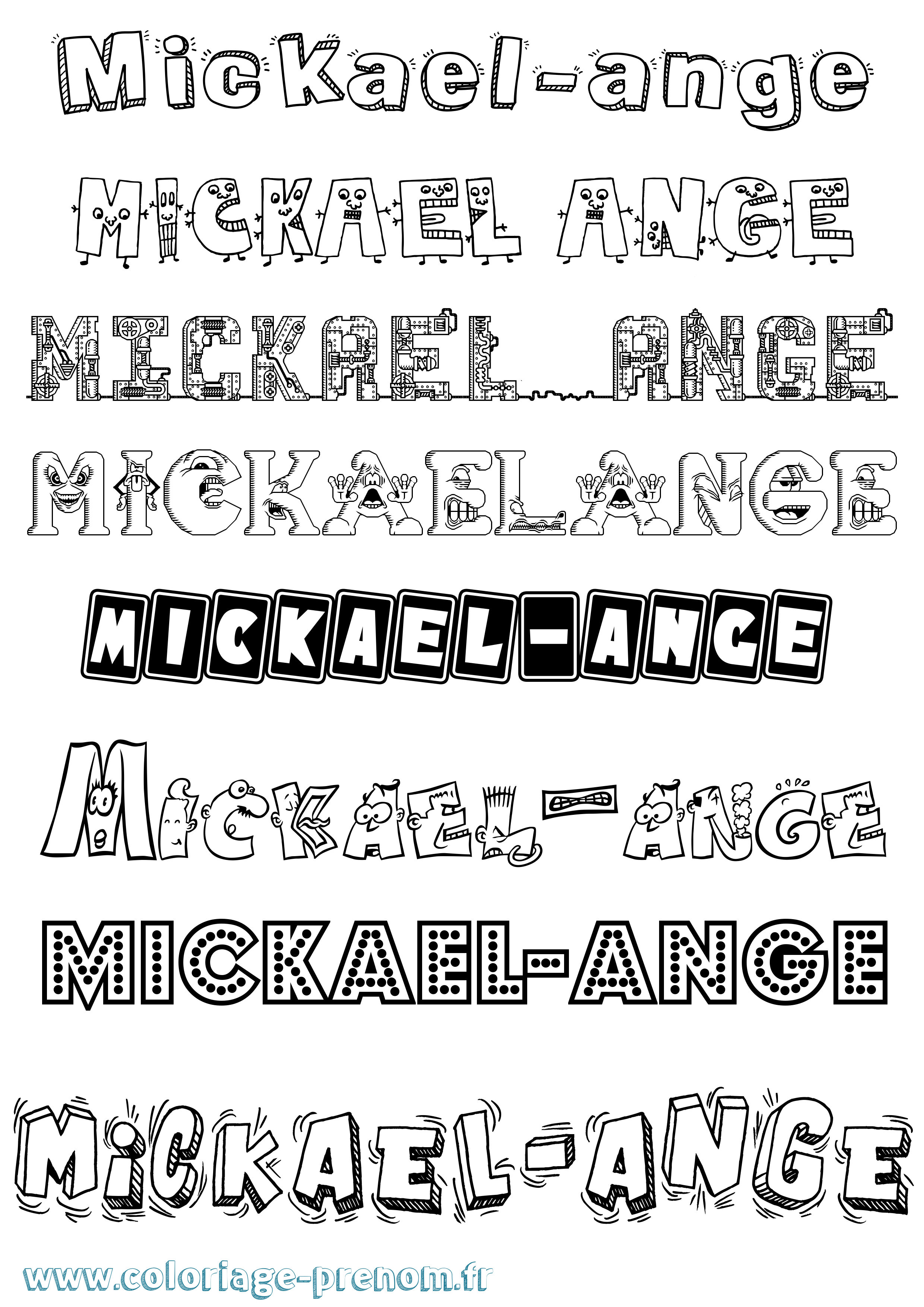 Coloriage Mickael-Ange Fun Coloriage prénom Mickael-Ange Fun