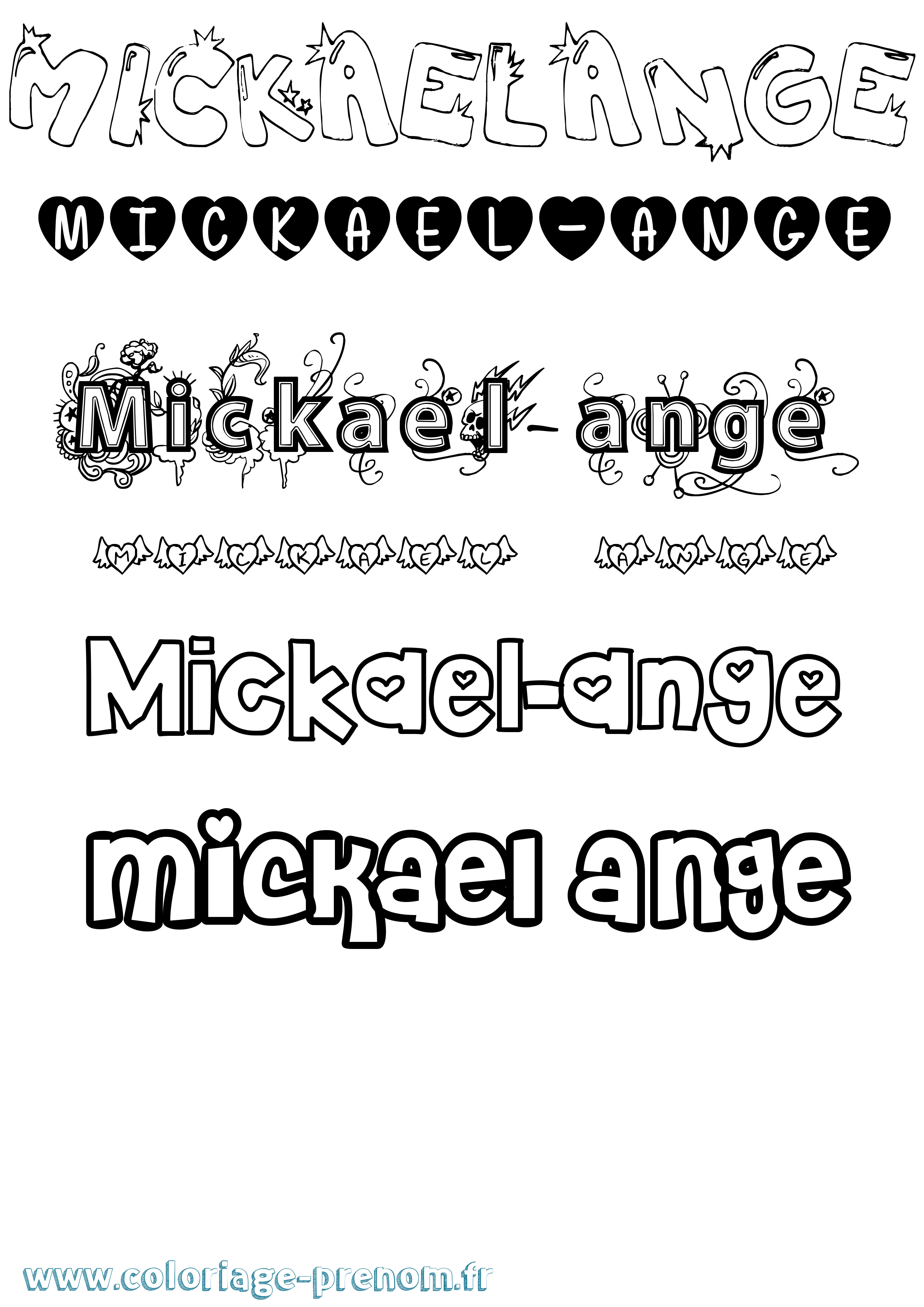 Coloriage Mickael-Ange Girly Coloriage prénom Mickael-Ange Girly
