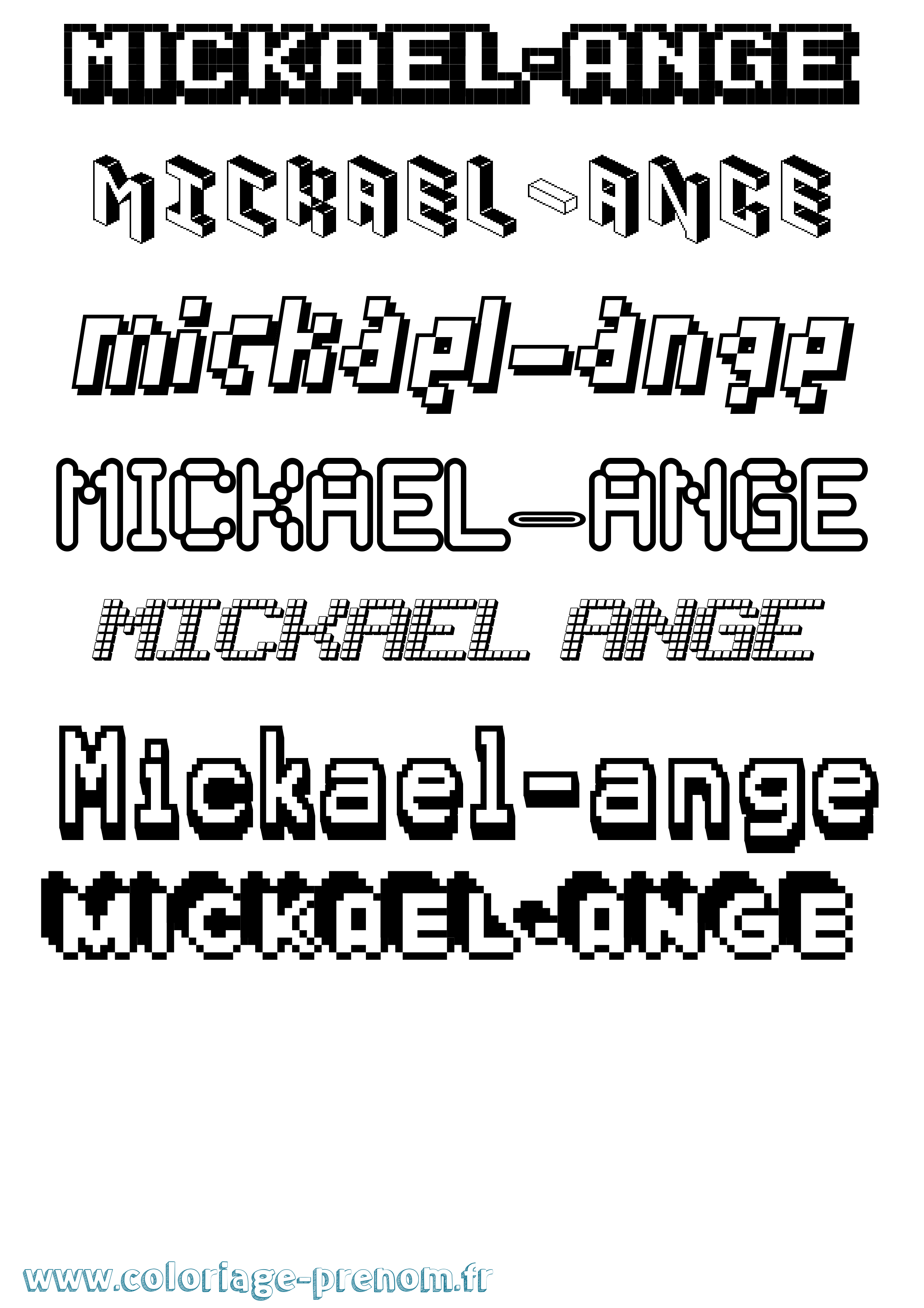 Coloriage Mickael-Ange Pixel Coloriage prénom Mickael-Ange Pixel