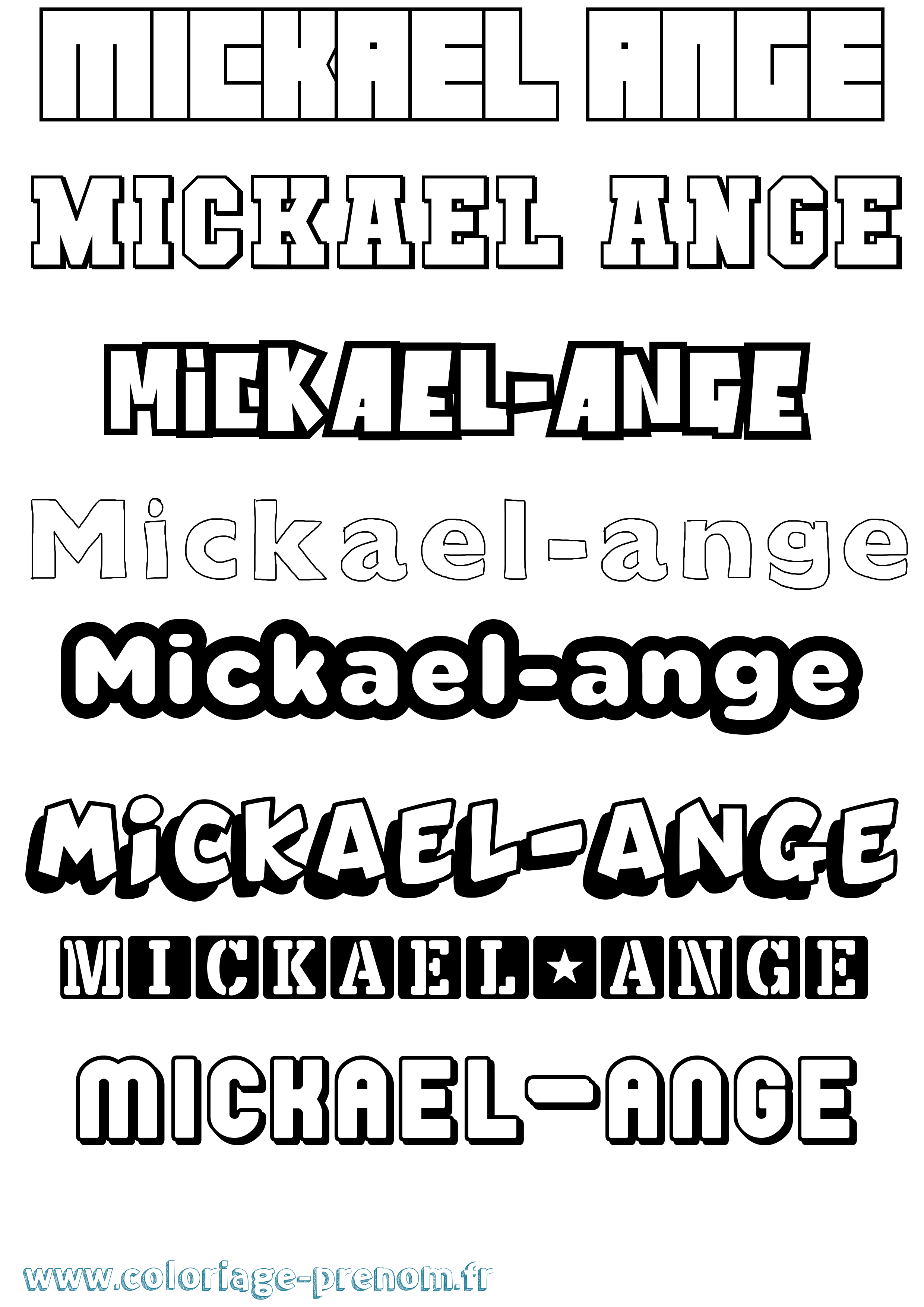 Coloriage Mickael-Ange Simple Coloriage prénom Mickael-Ange Simple