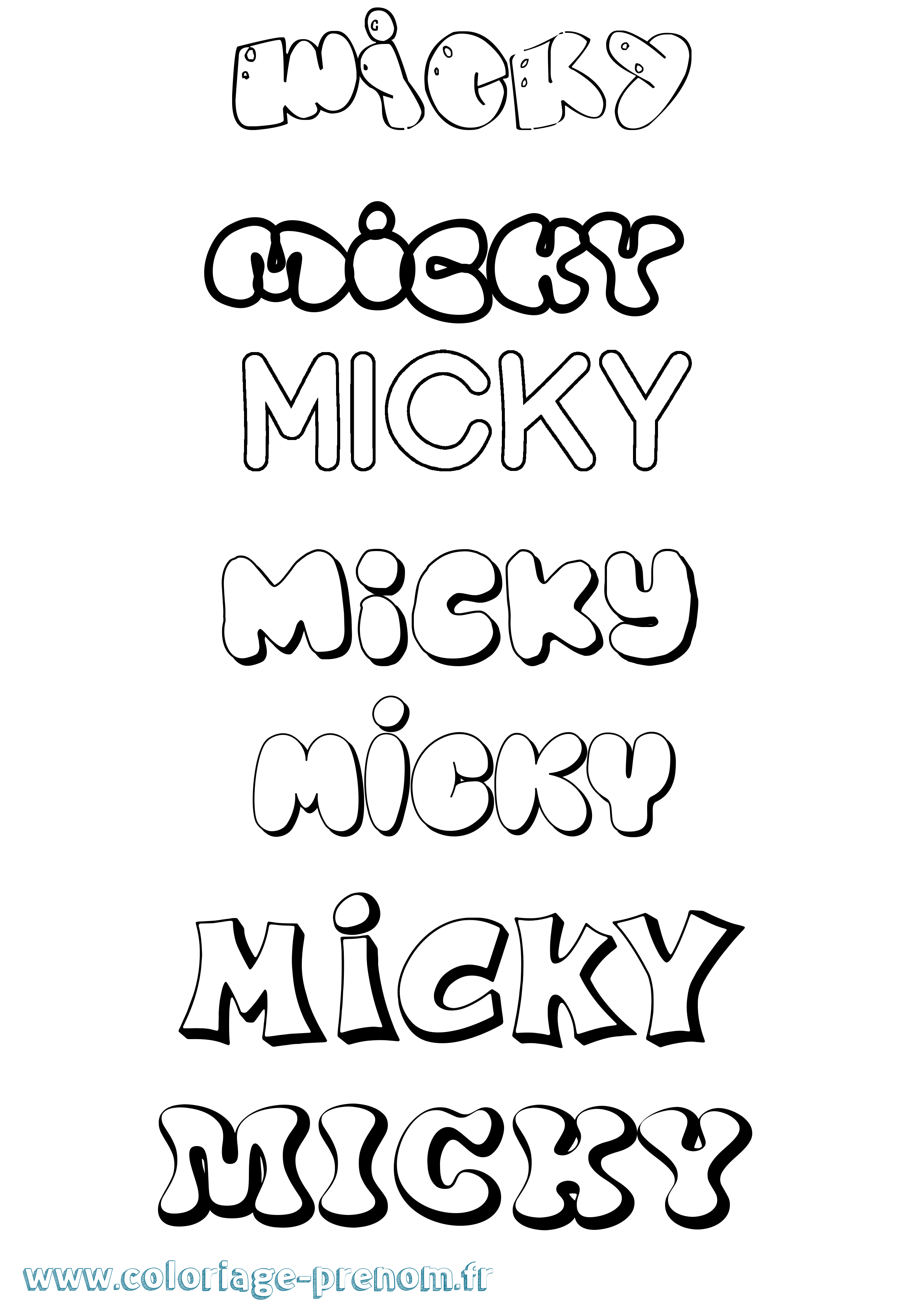 Coloriage Micky Bubble Coloriage prénom Micky Bubble