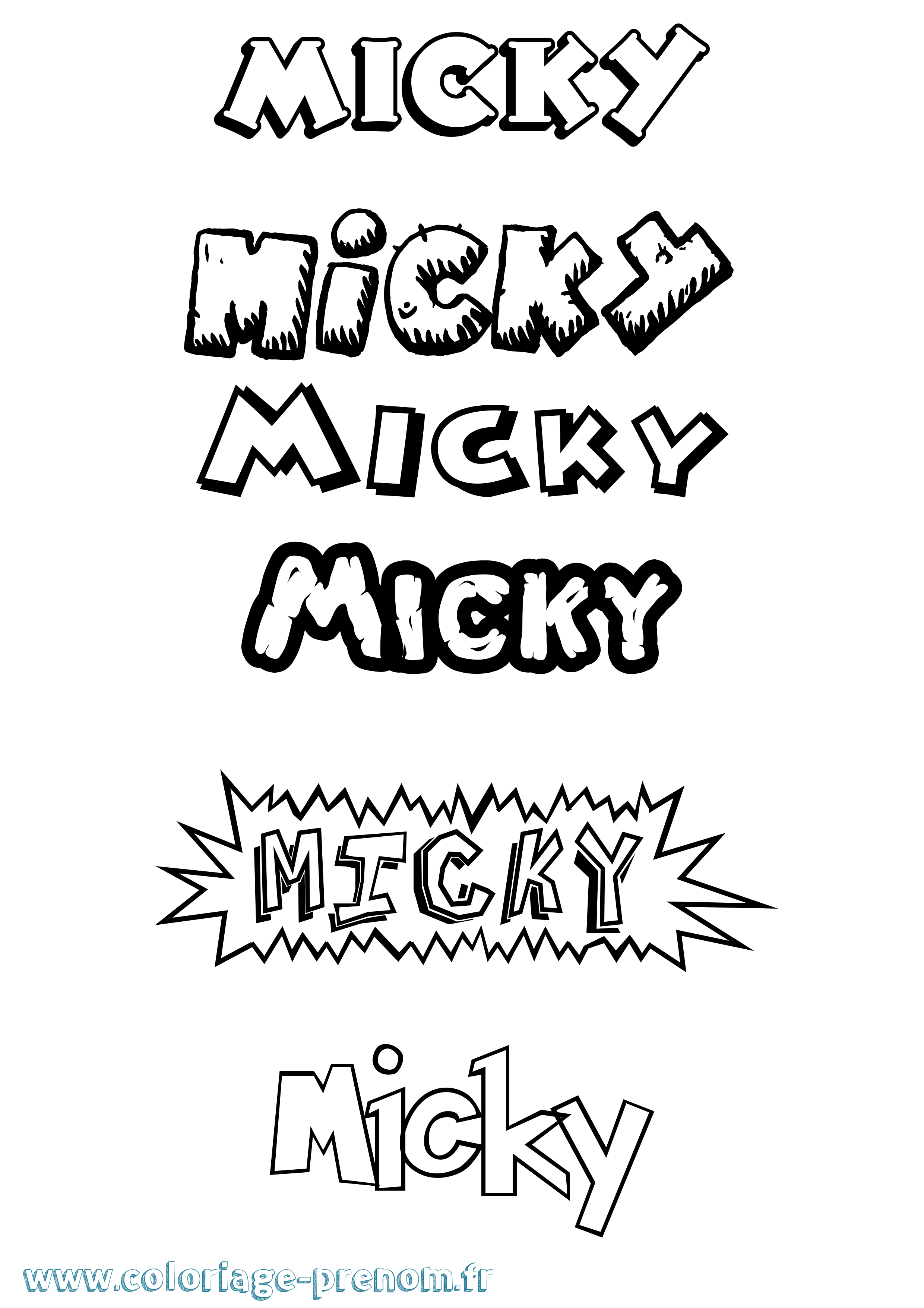 Coloriage Micky Dessin Animé Coloriage prénom Micky Dessin Animé