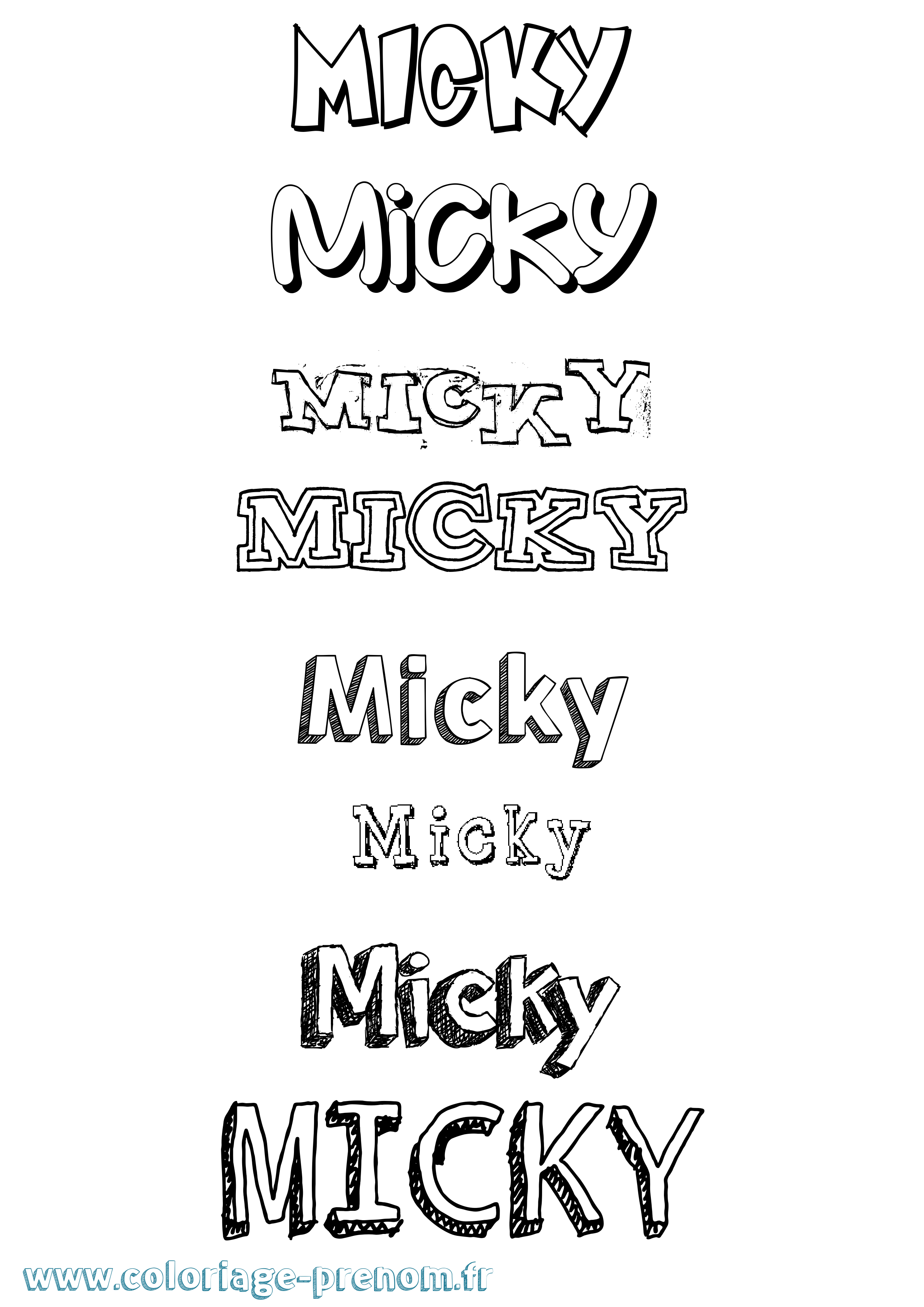 Coloriage Micky Dessiné Coloriage prénom Micky Dessiné