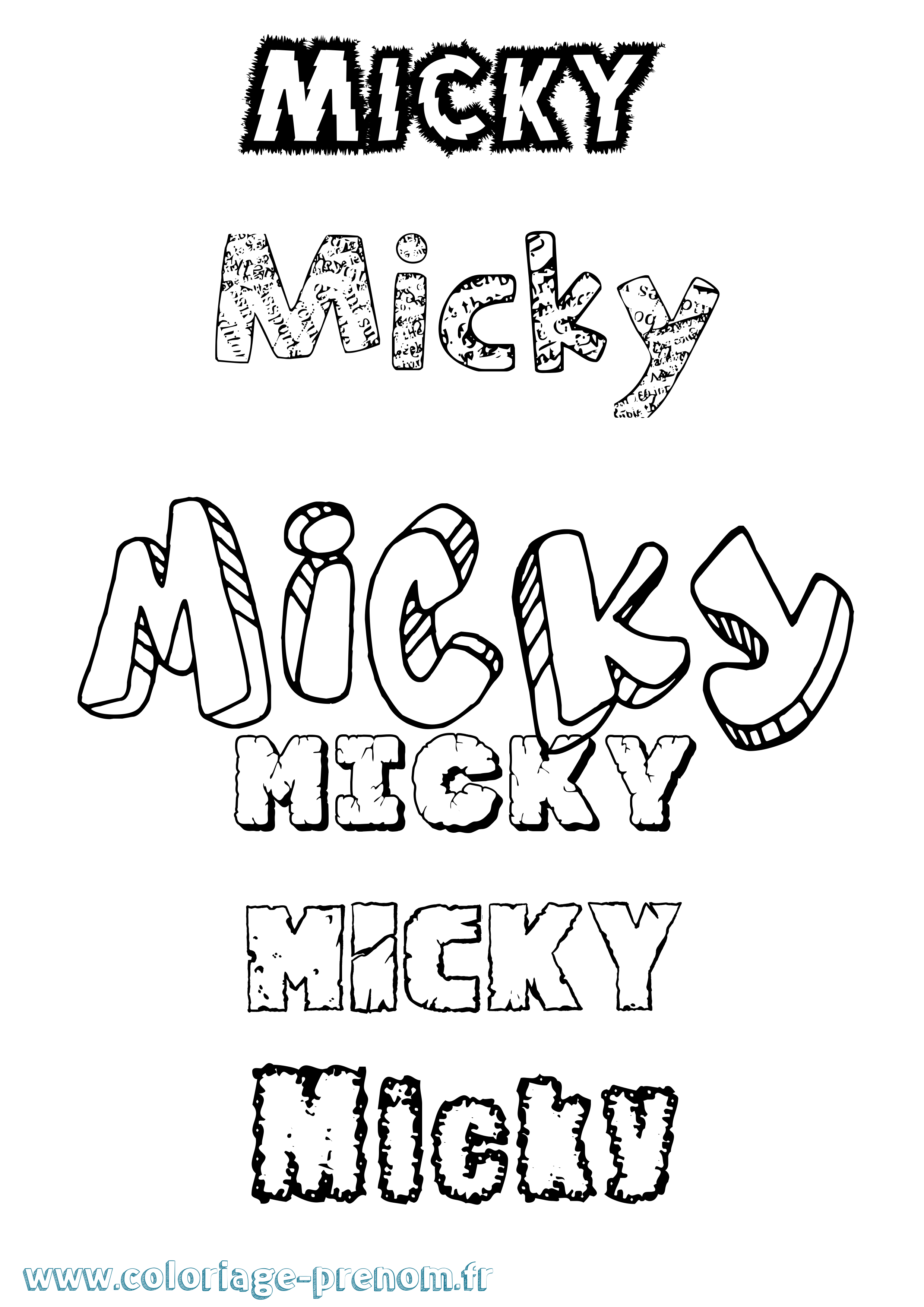 Coloriage Micky Destructuré Coloriage prénom Micky Destructuré