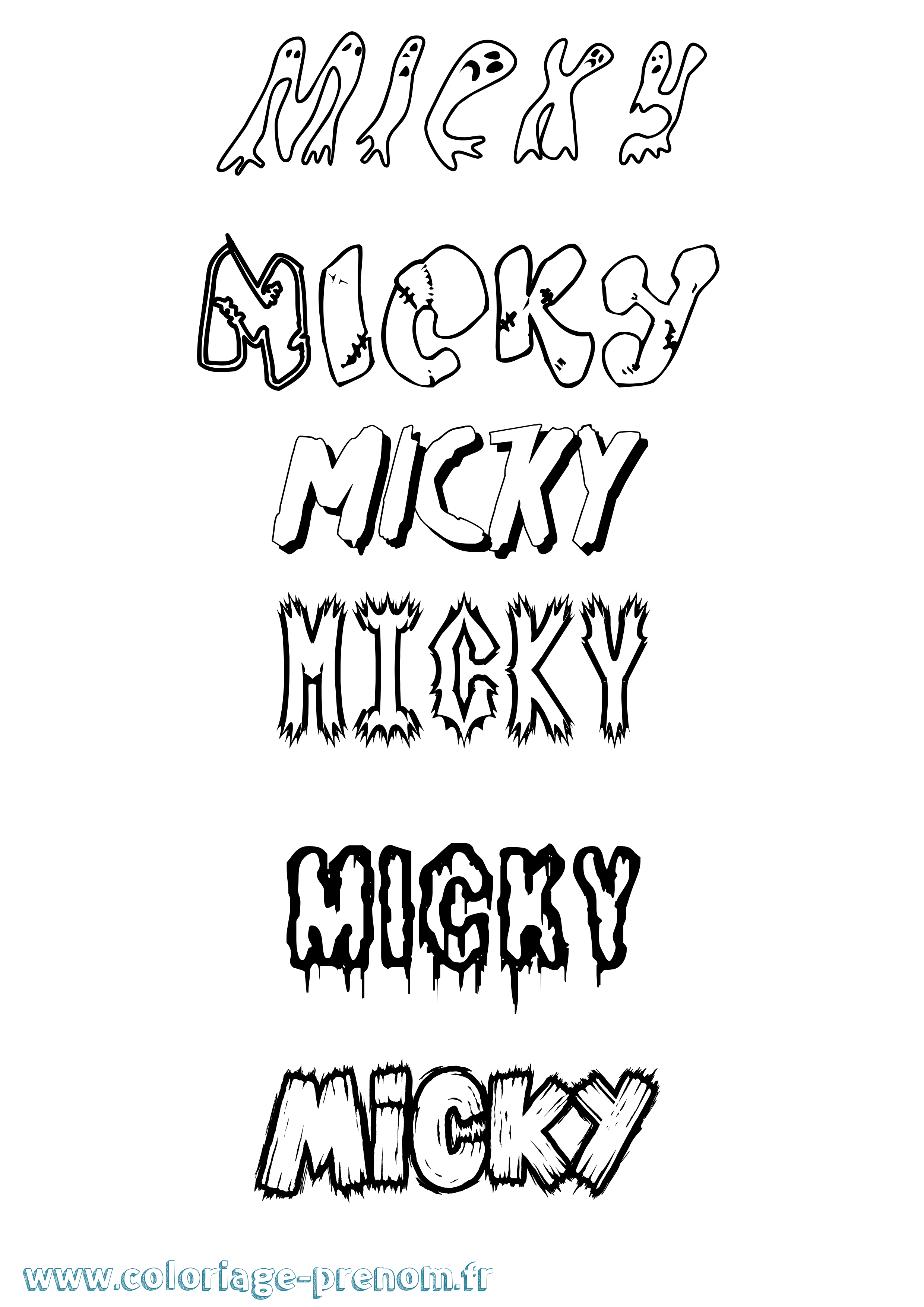 Coloriage Micky Frisson Coloriage prénom Micky Frisson