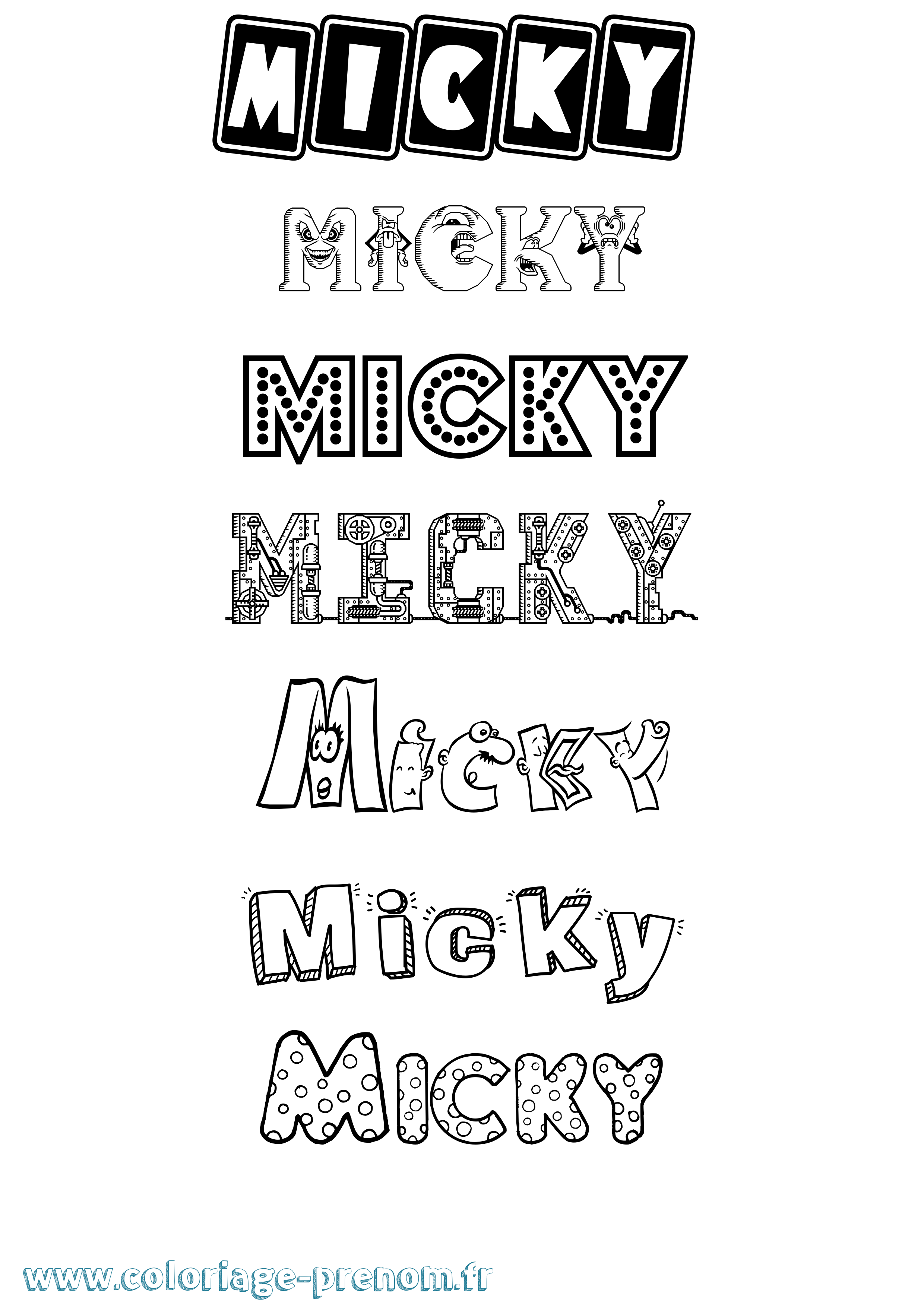 Coloriage Micky Fun Coloriage prénom Micky Fun