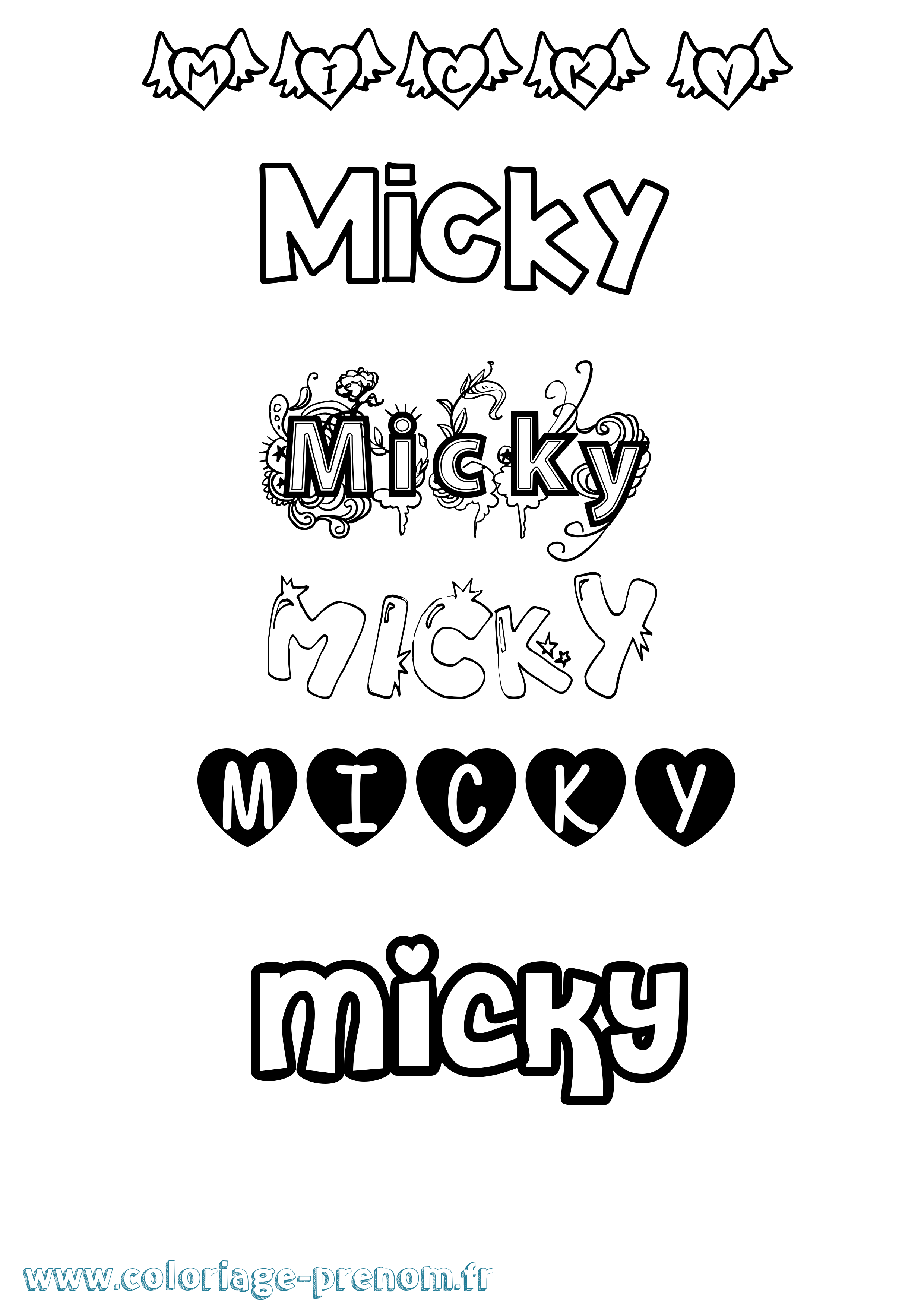 Coloriage Micky Girly Coloriage prénom Micky Girly