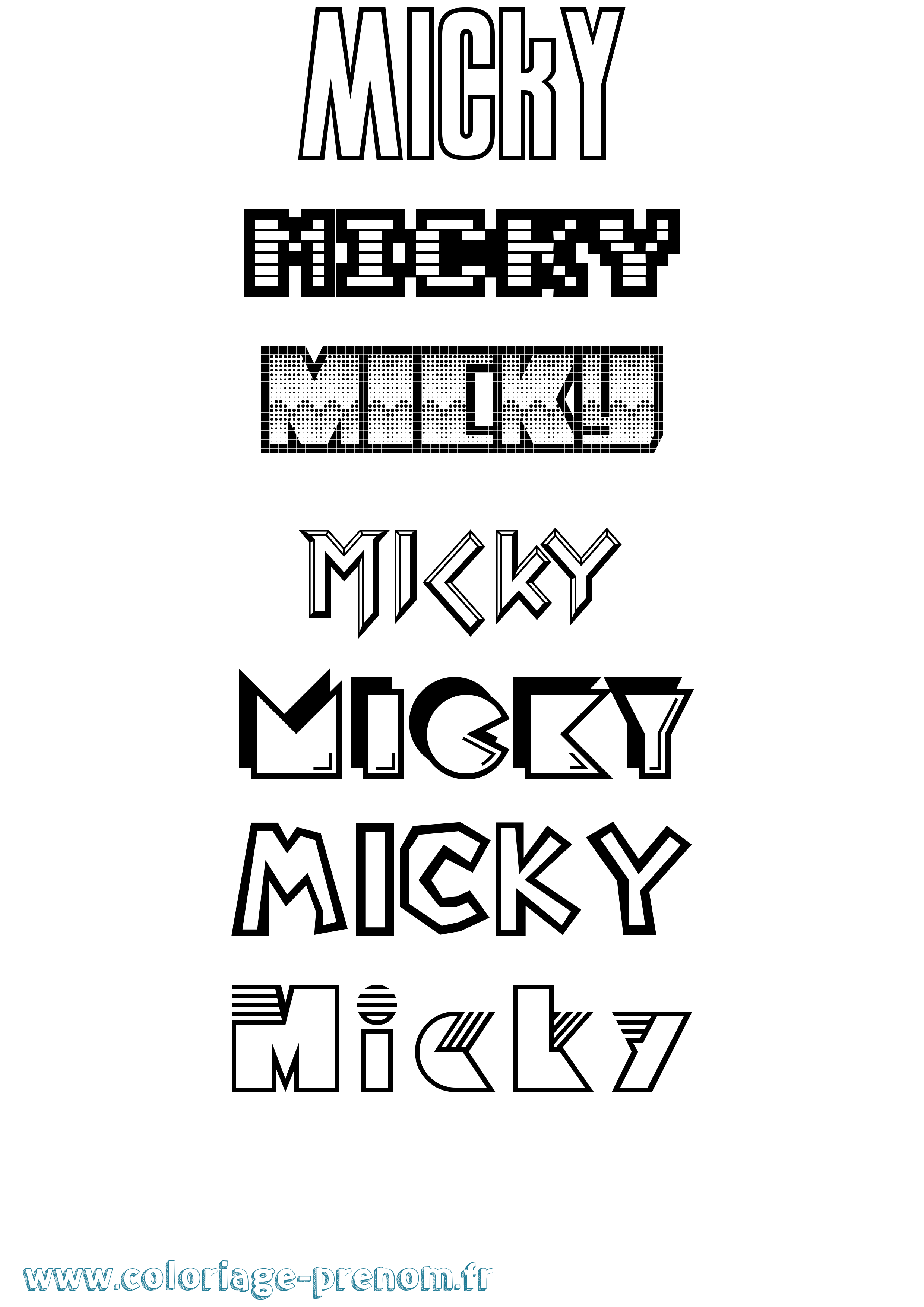 Coloriage Micky Jeux Vidéos Coloriage prénom Micky Jeux Vidéos
