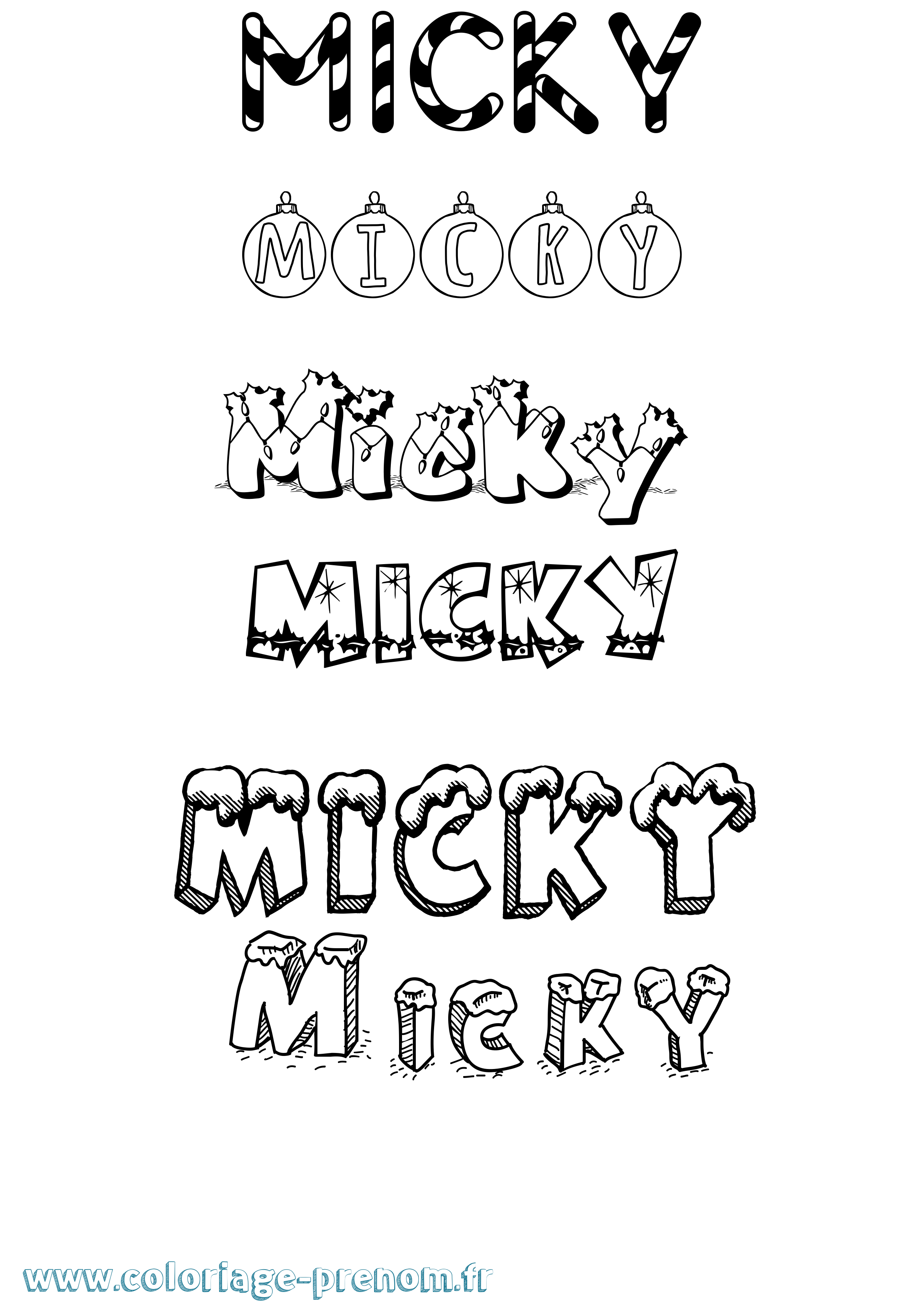 Coloriage Micky Noël Coloriage prénom Micky Noël