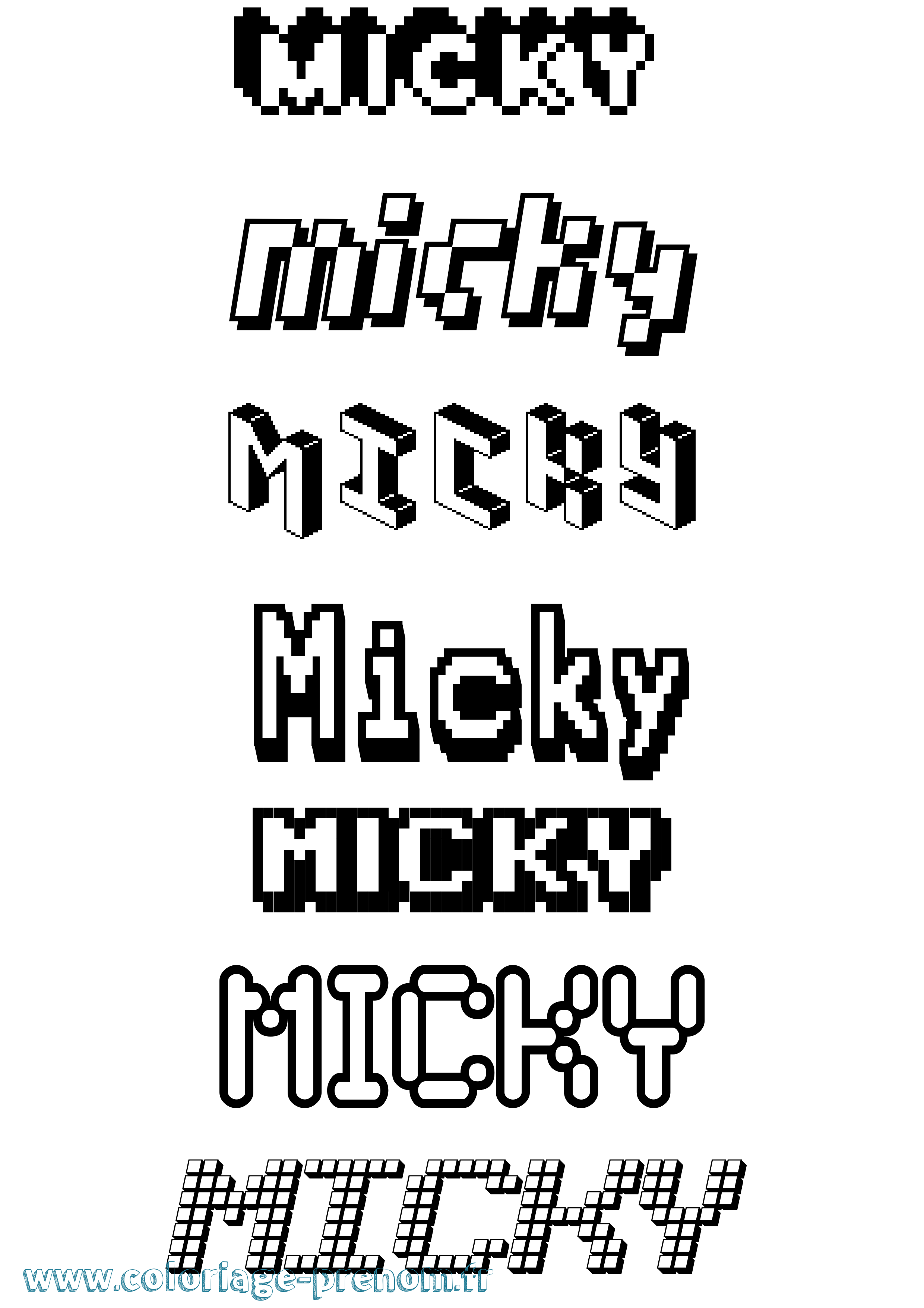 Coloriage Micky Pixel Coloriage prénom Micky Pixel