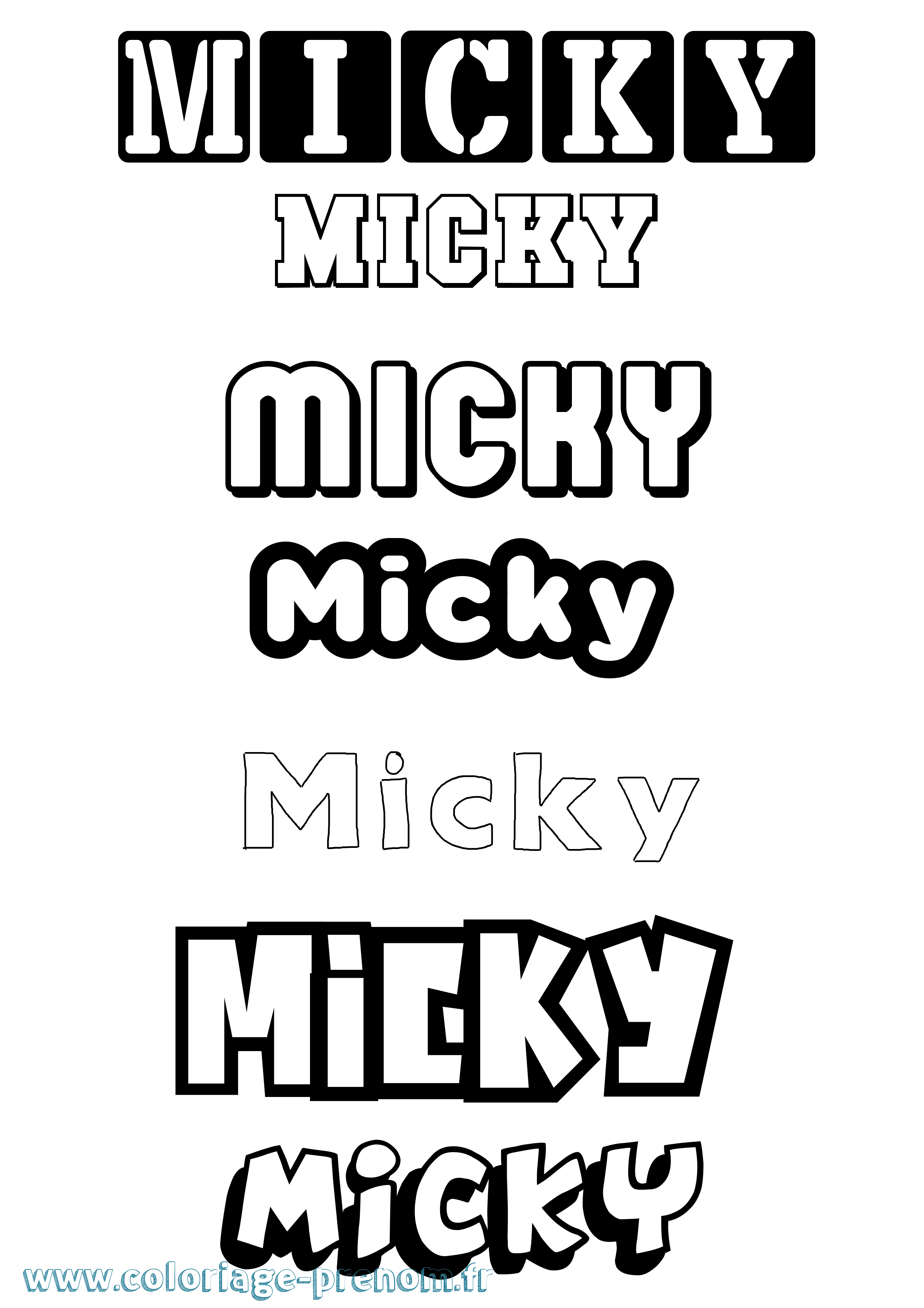 Coloriage Micky Simple Coloriage prénom Micky Simple