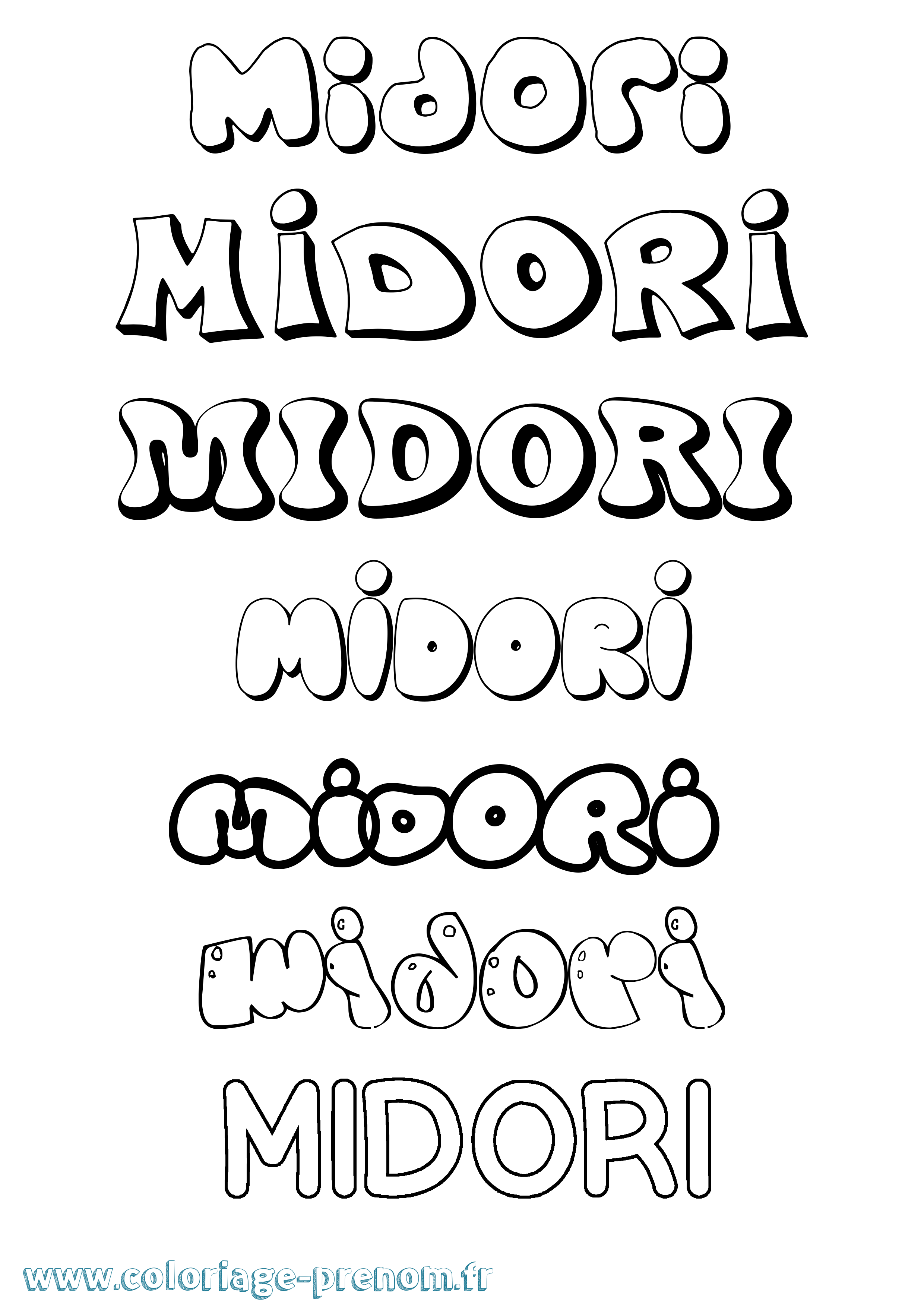 Coloriage Midori Bubble Coloriage prénom Midori Bubble