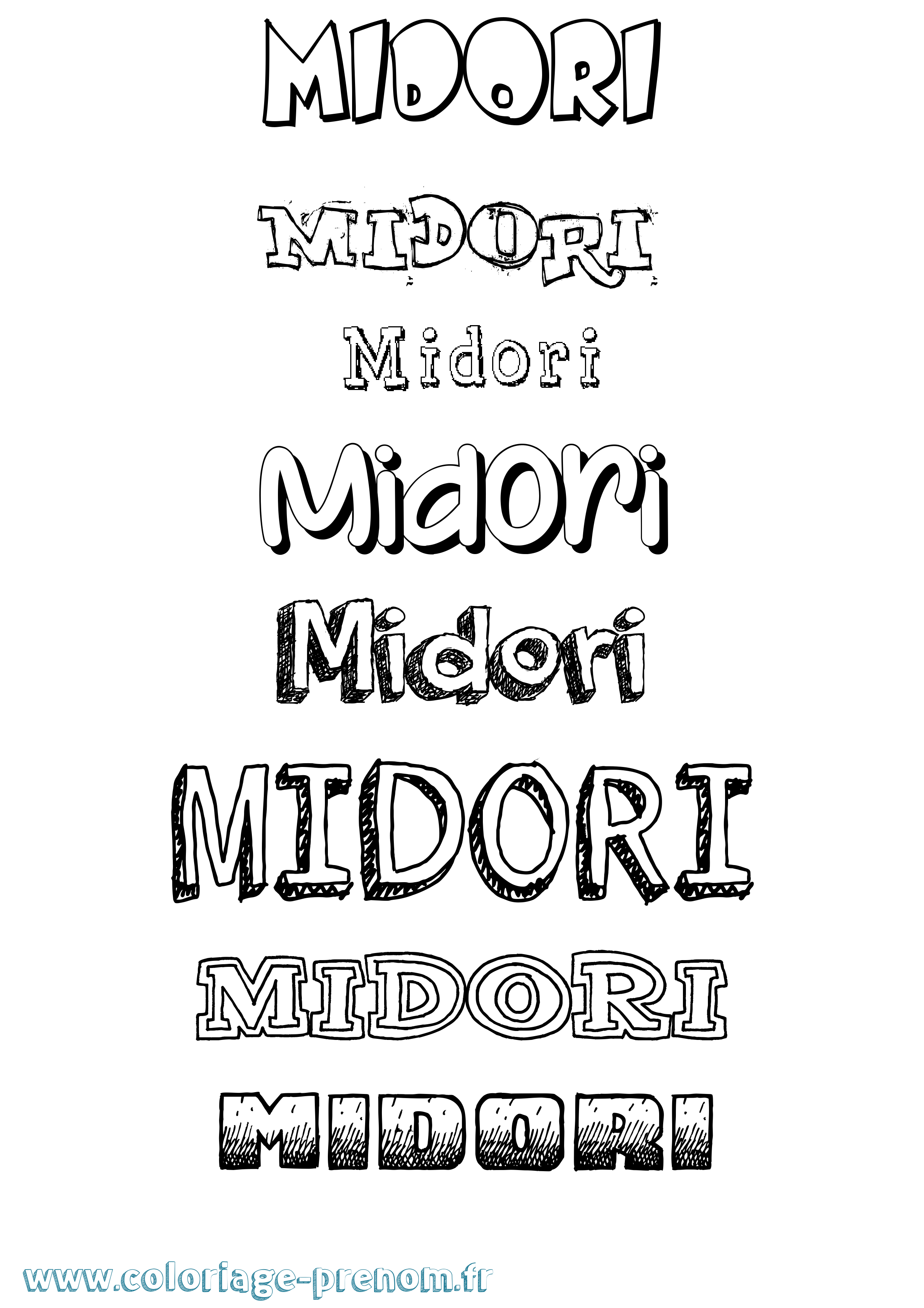 Coloriage Midori Dessiné Coloriage prénom Midori Dessiné
