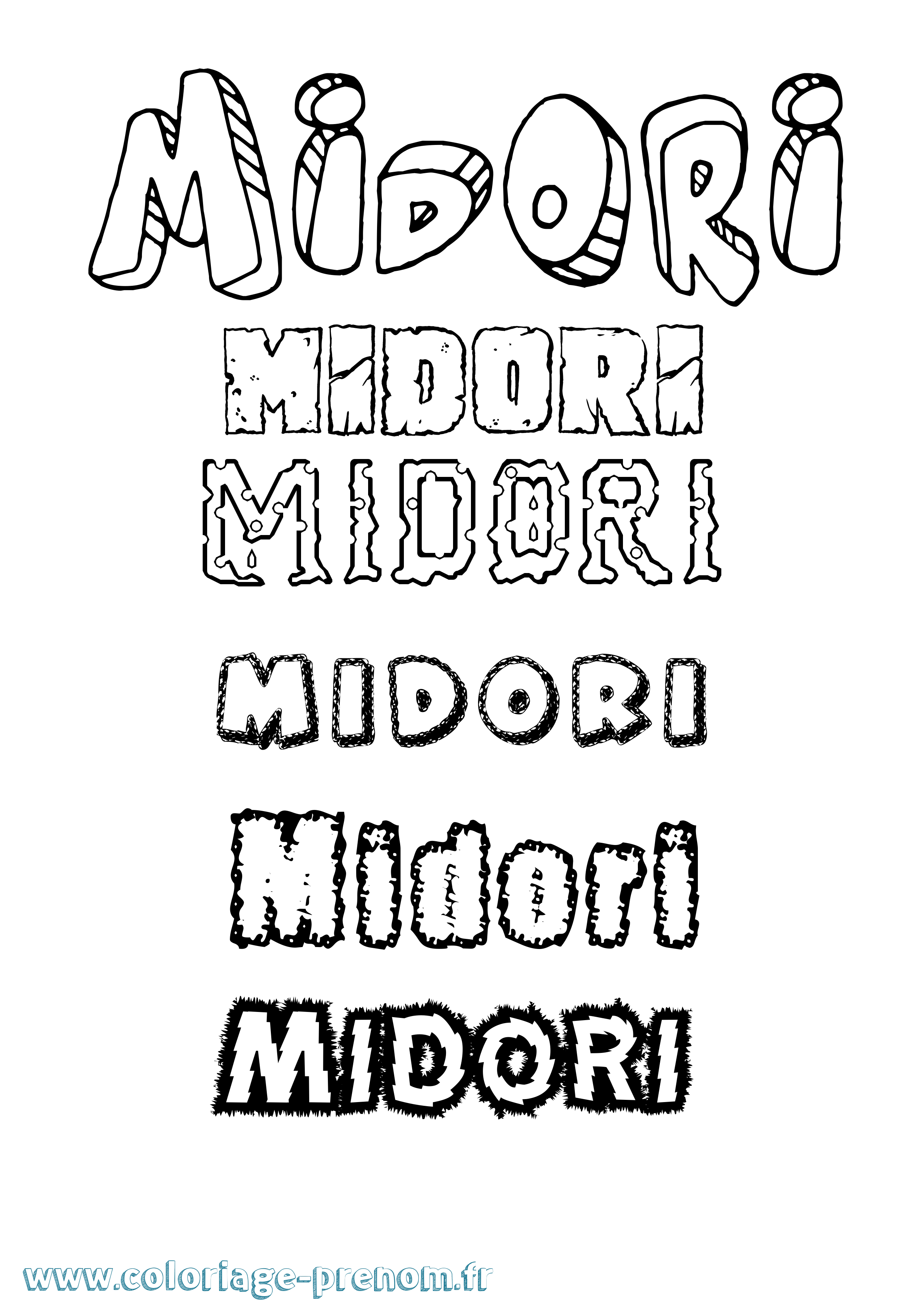 Coloriage Midori Destructuré Coloriage prénom Midori Destructuré