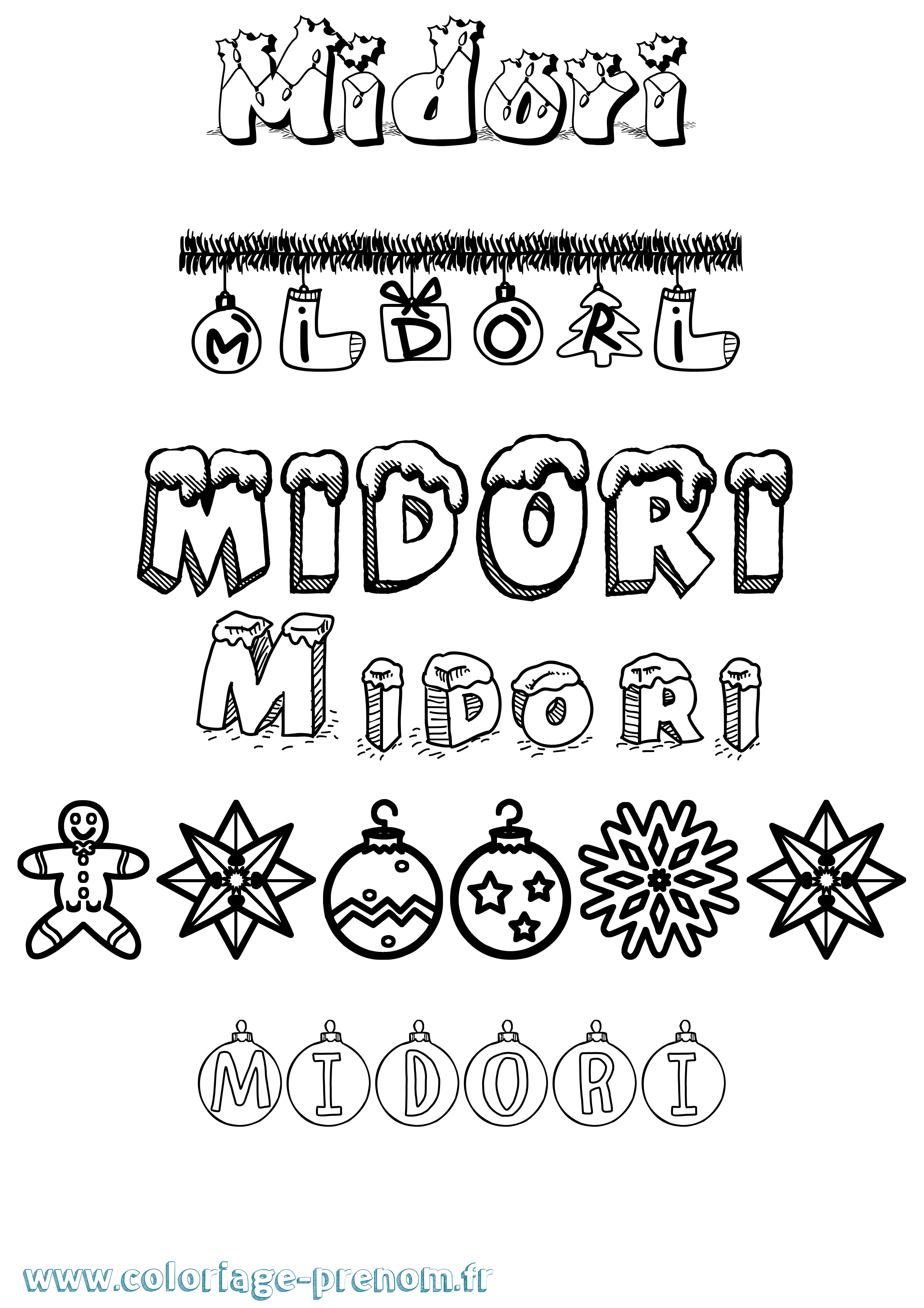 Coloriage Midori Noël Coloriage prénom Midori Noël