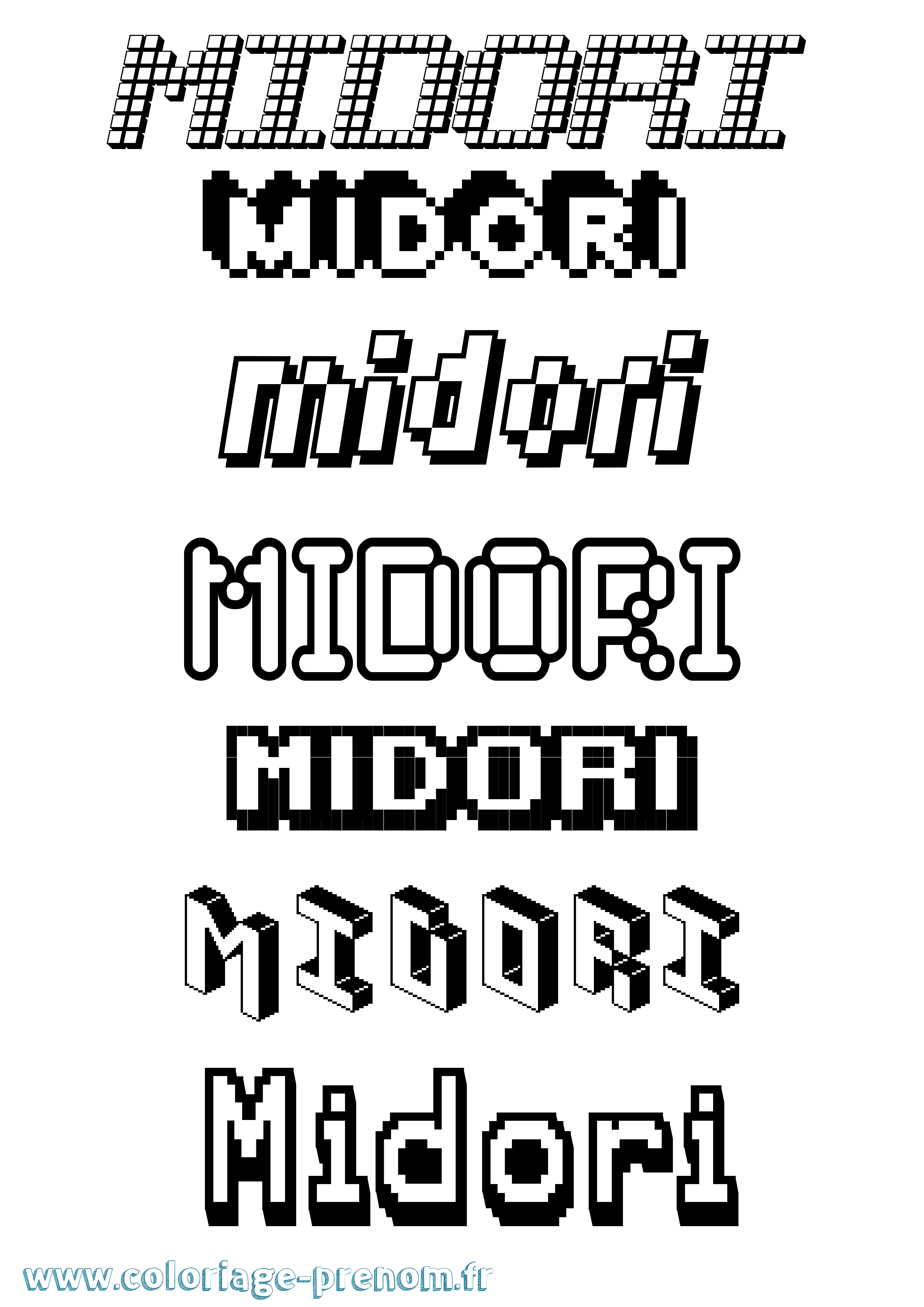 Coloriage Midori Pixel Coloriage prénom Midori Pixel