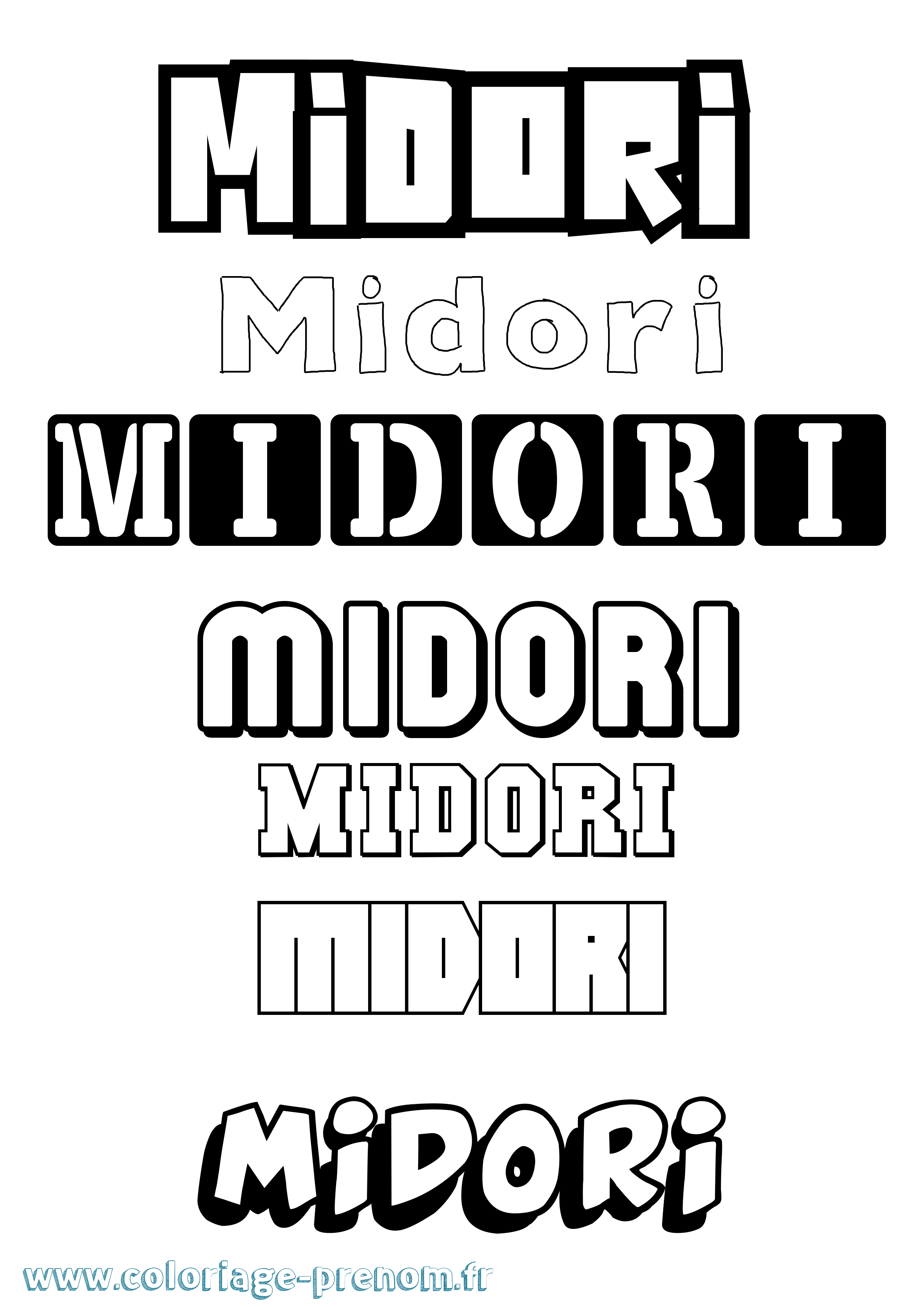 Coloriage Midori Simple Coloriage prénom Midori Simple
