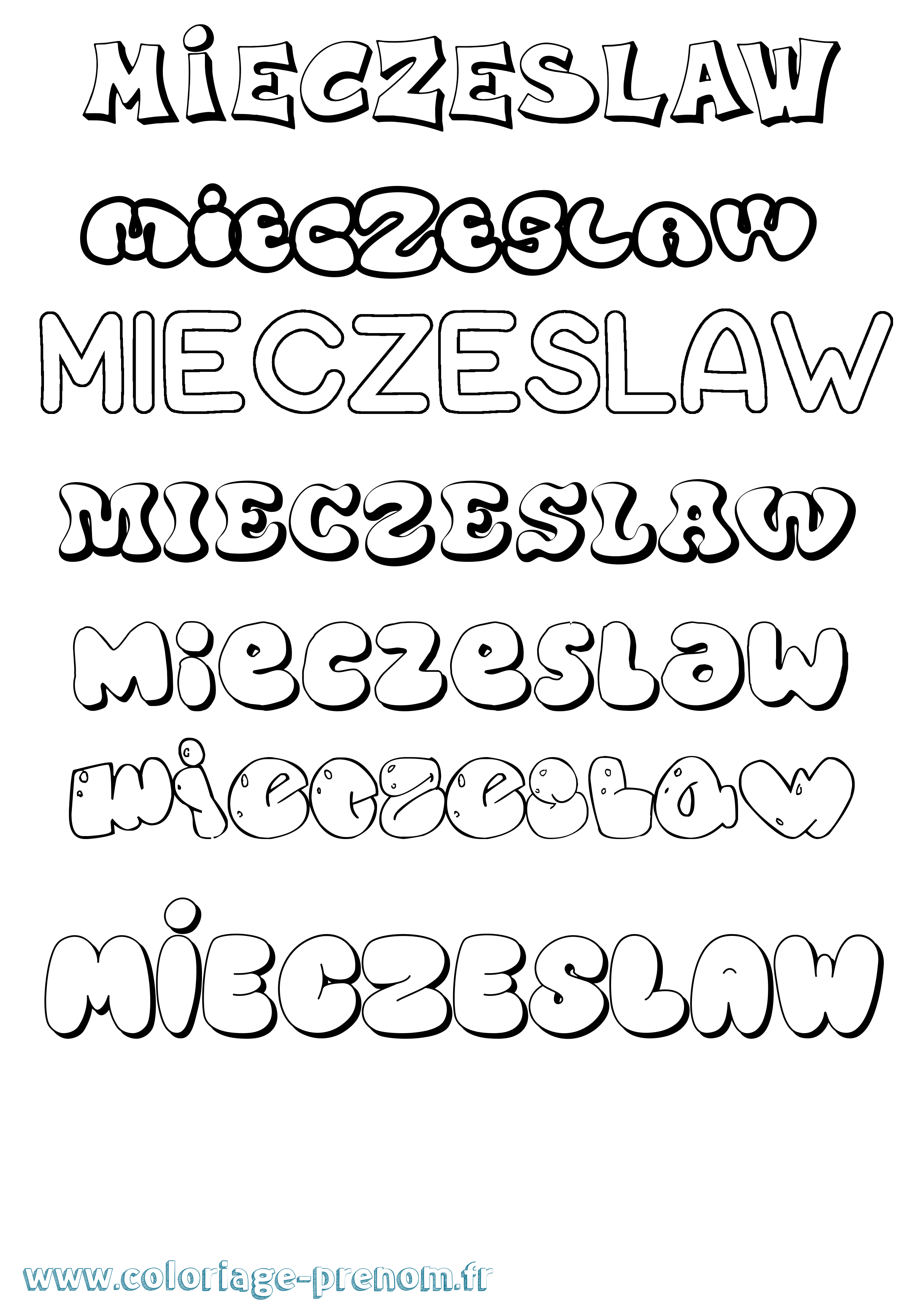 Coloriage Mieczeslaw Bubble Coloriage prénom Mieczeslaw Bubble