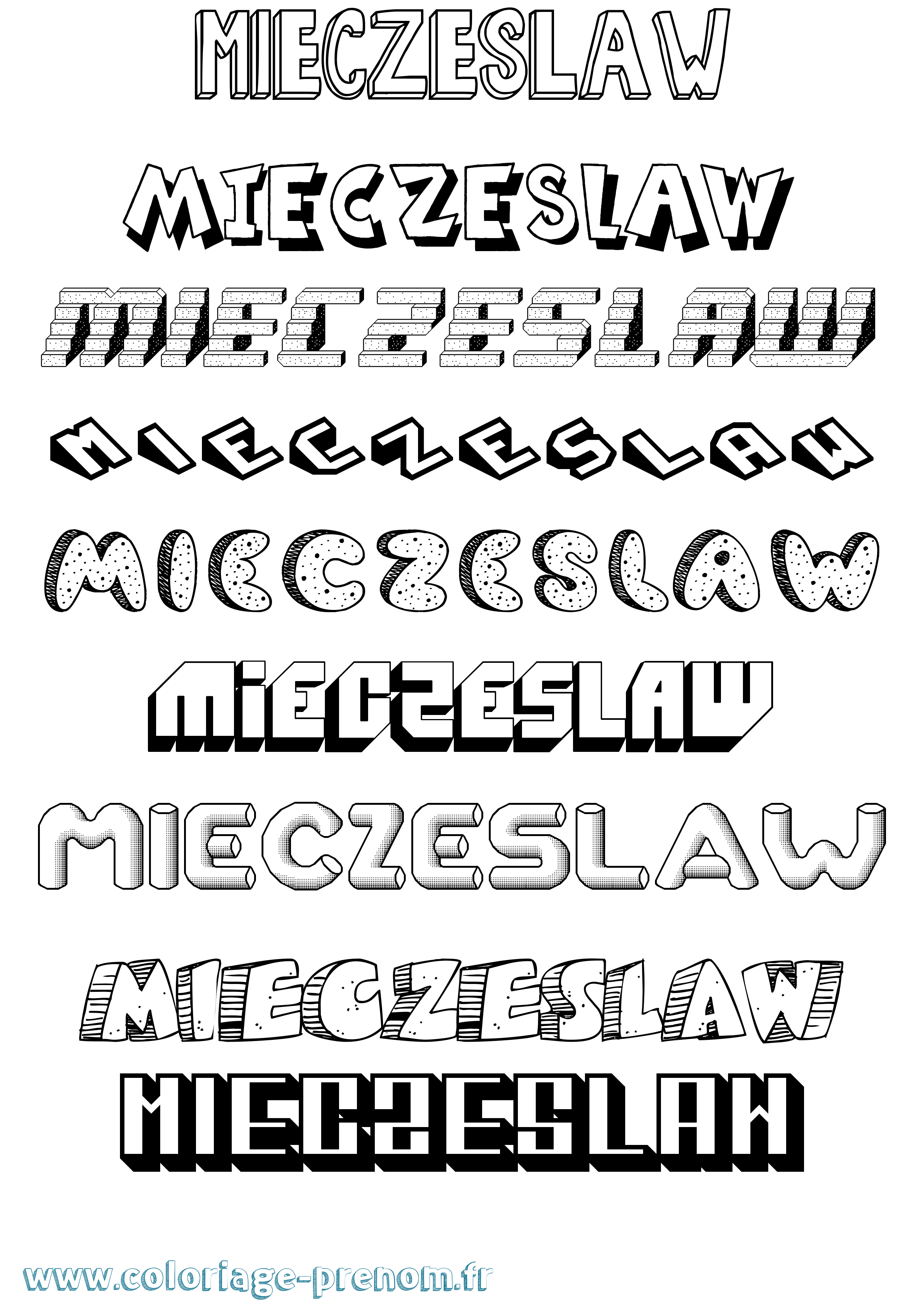 Coloriage Mieczeslaw Effet 3D Coloriage prénom Mieczeslaw Effet 3D
