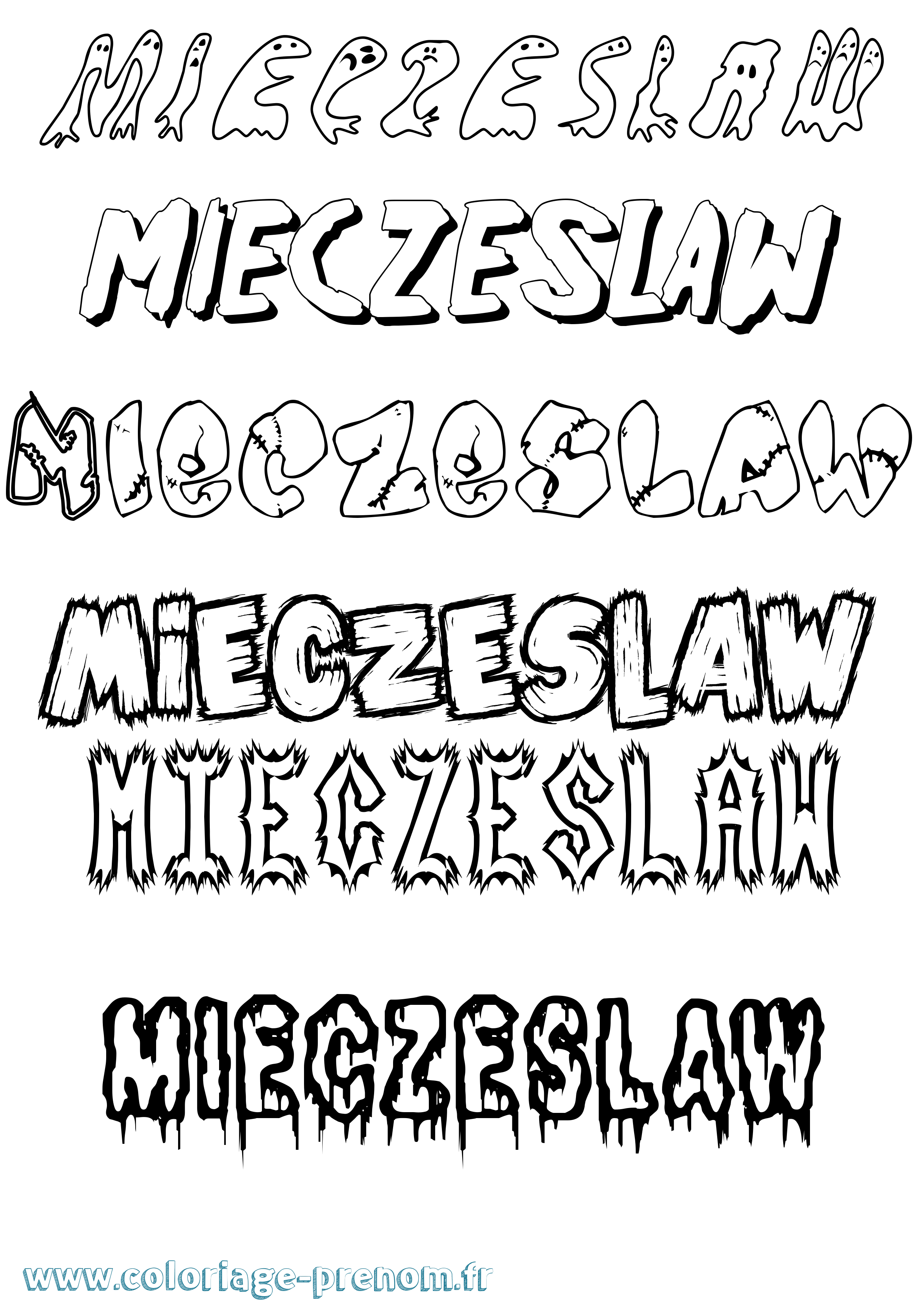 Coloriage Mieczeslaw Frisson Coloriage prénom Mieczeslaw Frisson