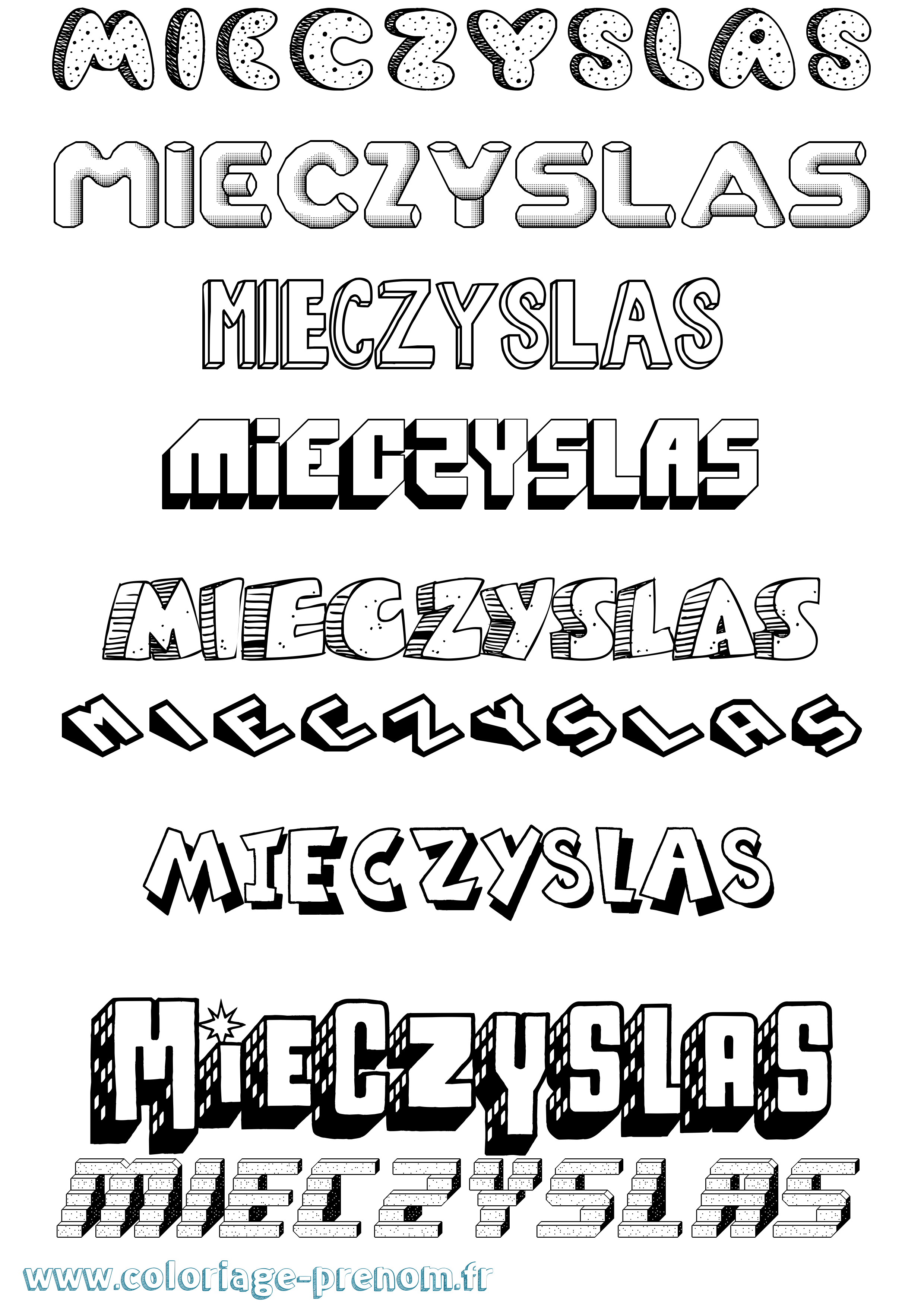 Coloriage Mieczyslas Effet 3D Coloriage prénom Mieczyslas Effet 3D