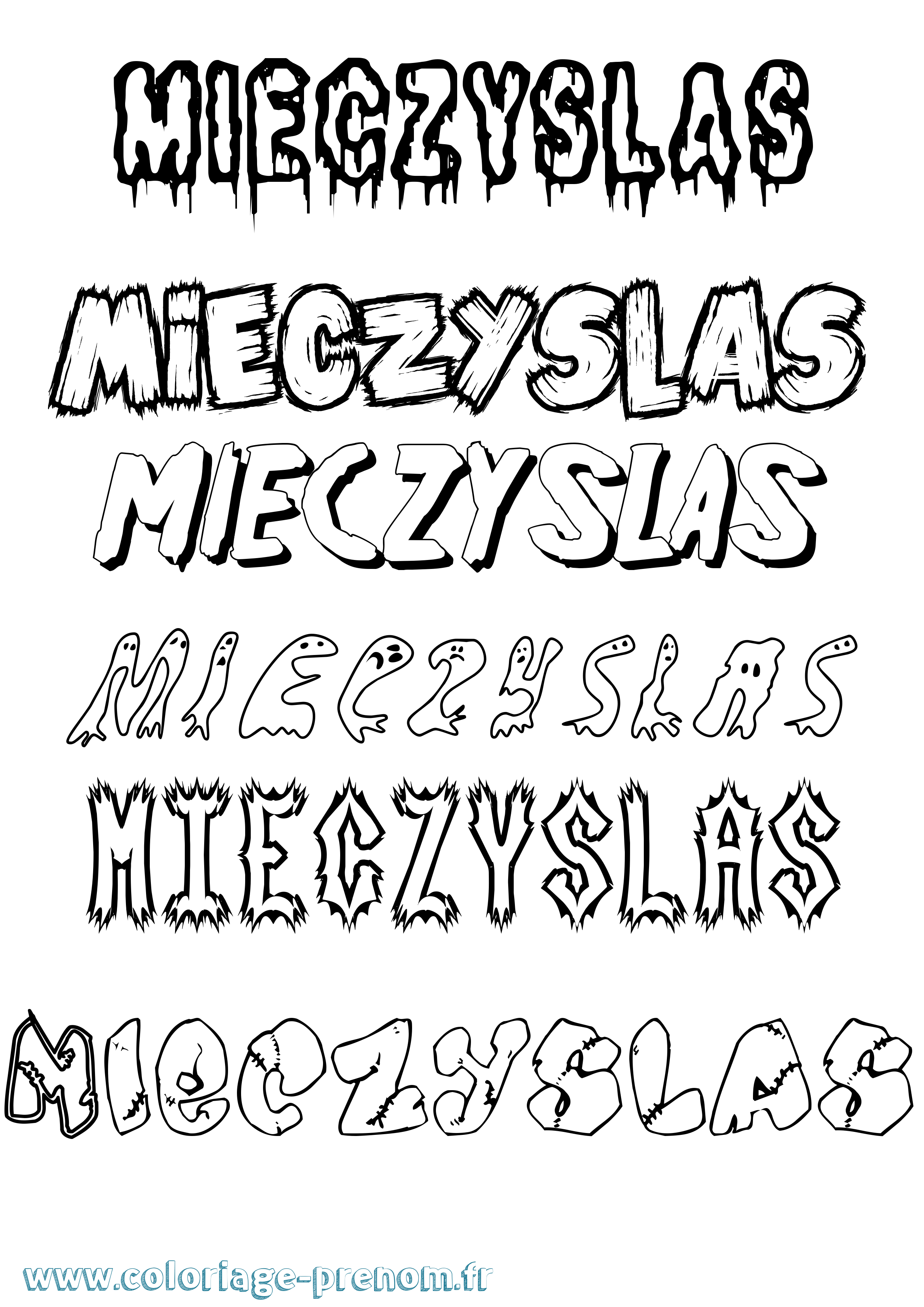 Coloriage Mieczyslas Frisson Coloriage prénom Mieczyslas Frisson