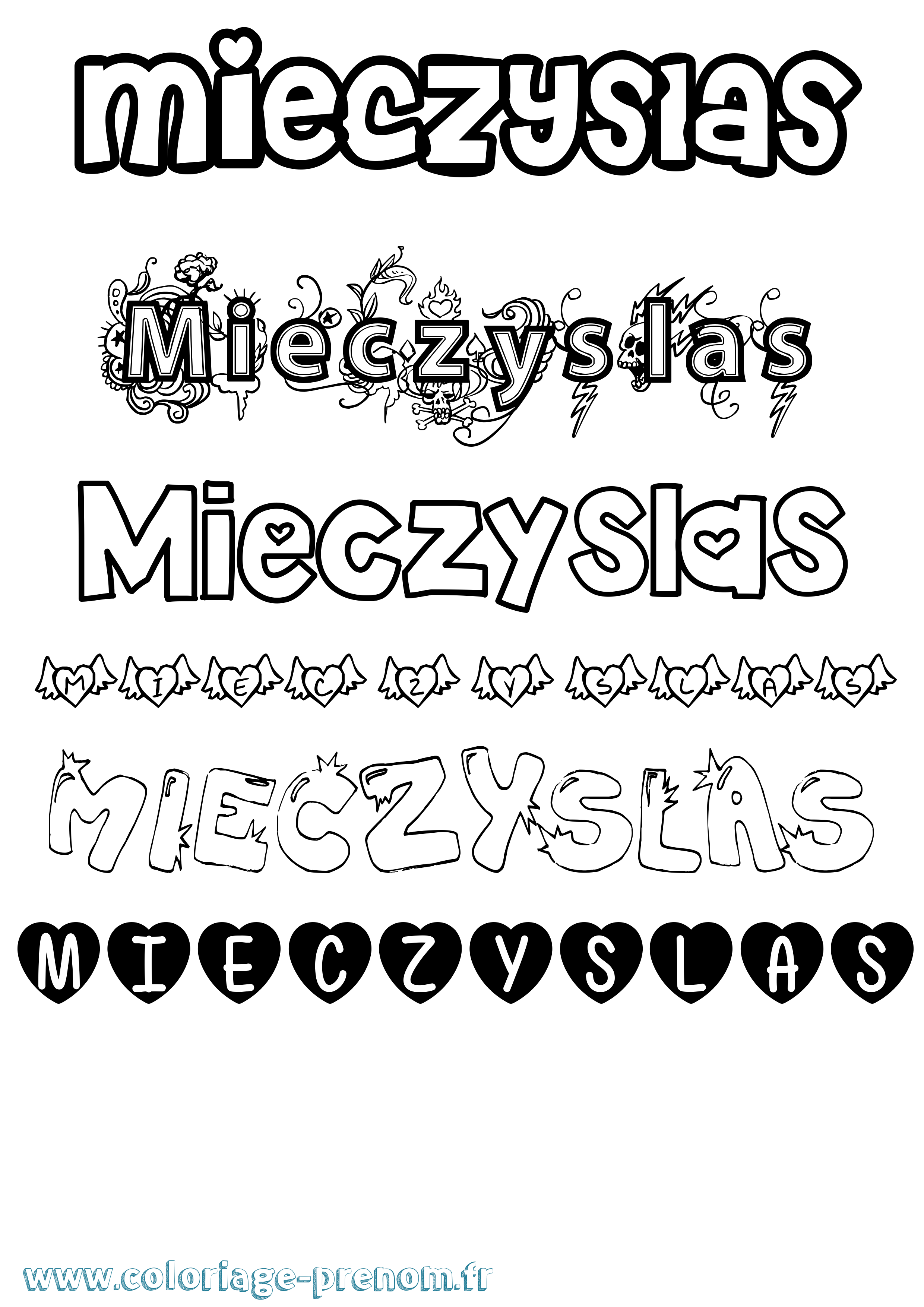 Coloriage Mieczyslas Girly Coloriage prénom Mieczyslas Girly