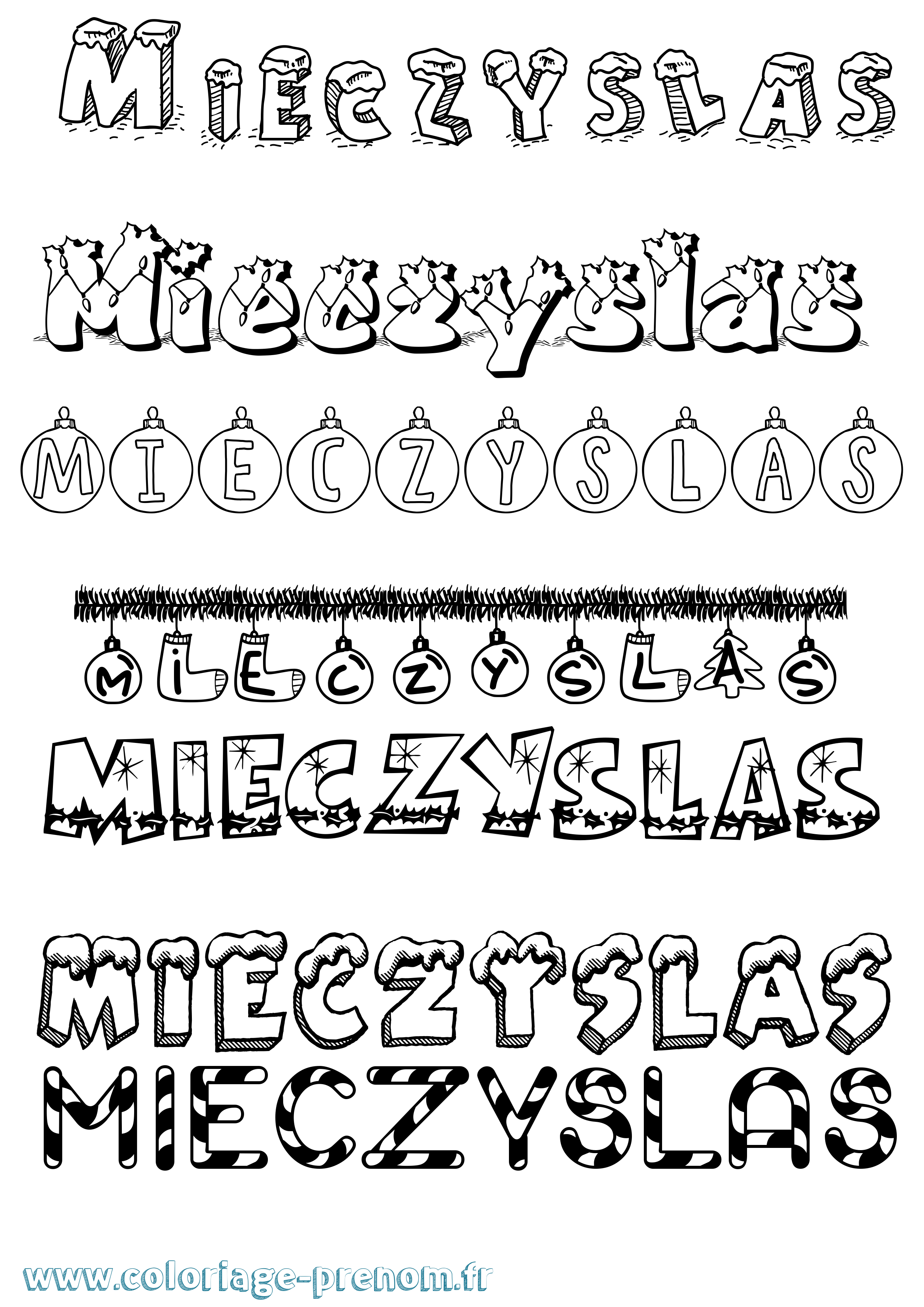 Coloriage Mieczyslas Noël Coloriage prénom Mieczyslas Noël